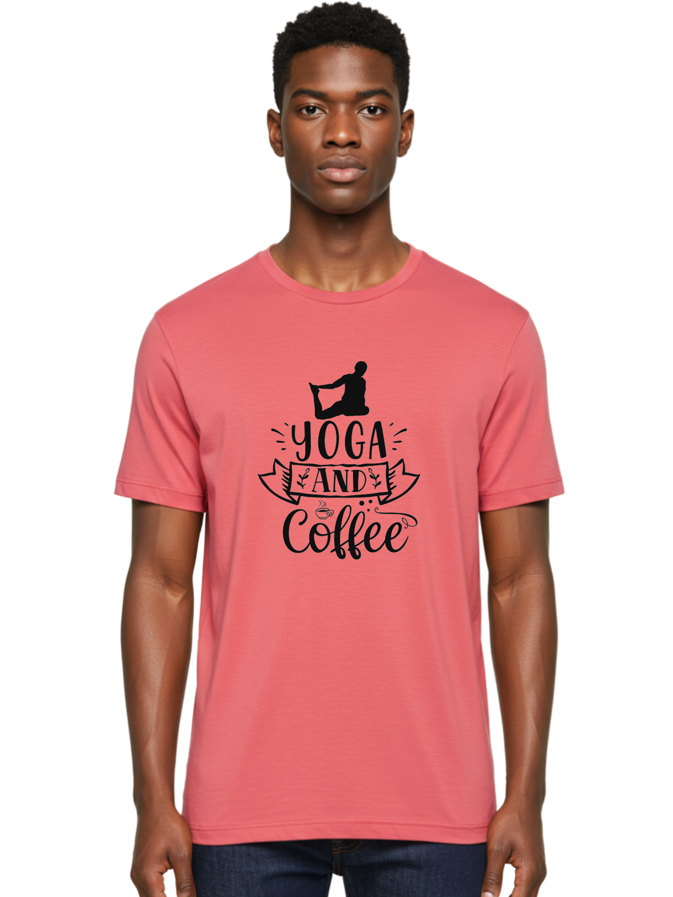 Yoga-And-Coffee Men'S Graphic Tee, 100% Cotton, Comfortable Casual Summer Wear, Machine Washable, Yoga, Coffee, Mindfulness, Wellness, Relaxation, Meditation, Healthy Lifestyle, Self-Care, Coffee Break, Balance Aad511 26