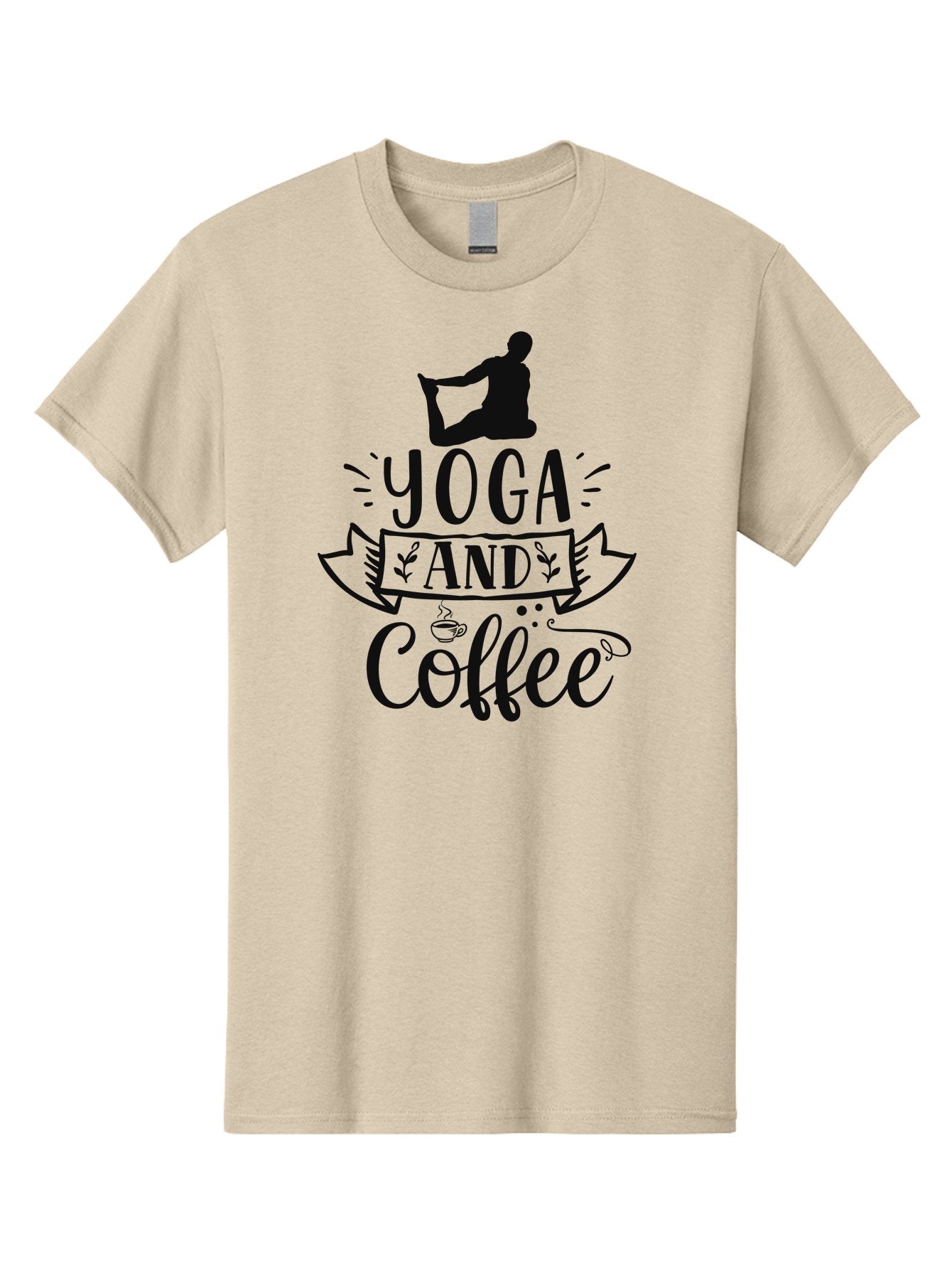 Yoga-And-Coffee Men'S Graphic Tee, 100% Cotton, Comfortable Casual Summer Wear, Machine Washable, Yoga, Coffee, Mindfulness, Wellness, Relaxation, Meditation, Healthy Lifestyle, Self-Care, Coffee Break, Balance Aad511