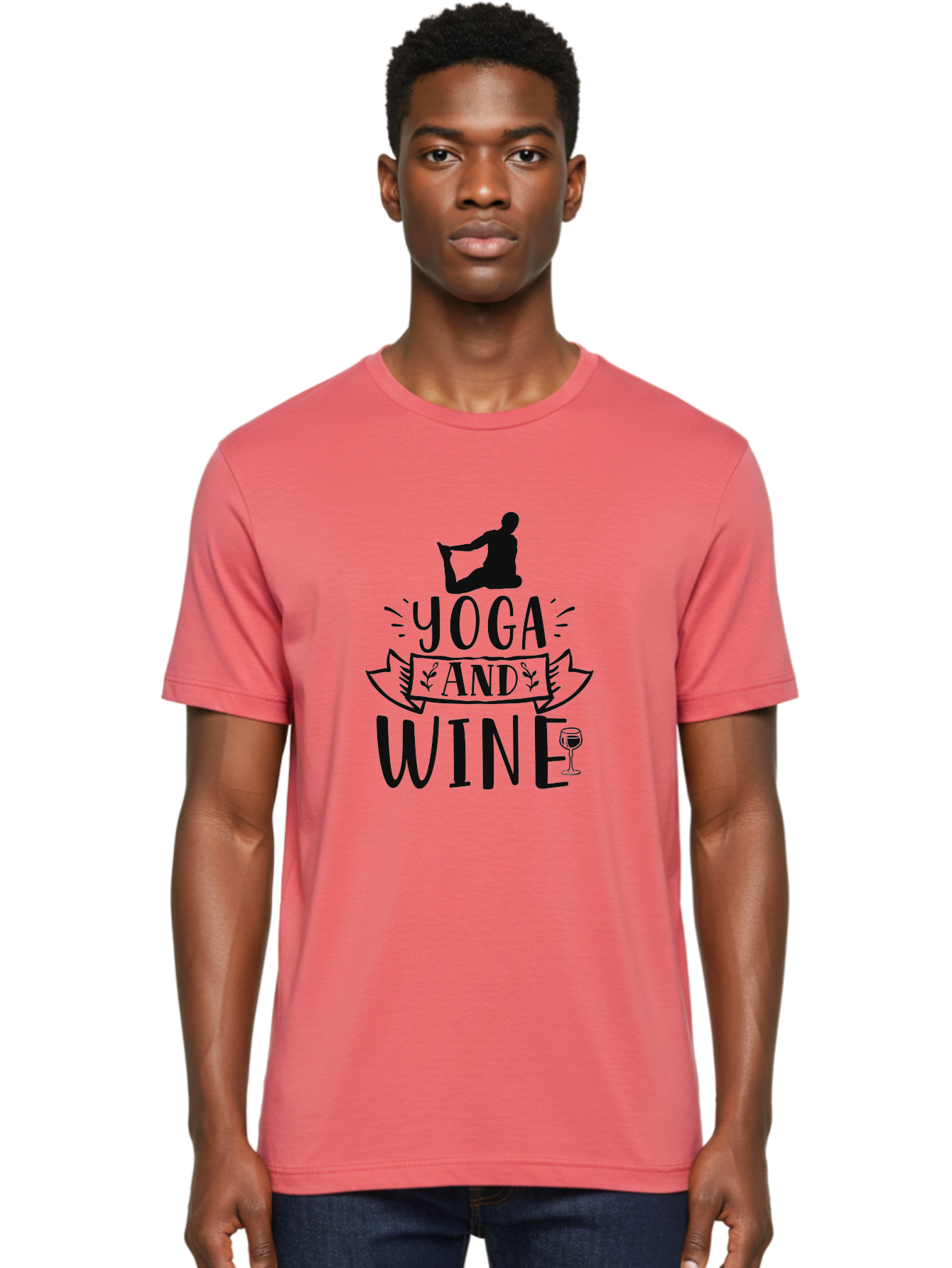 Yoga-And-Wine Men'S Graphic Tee, 100% Cotton, Comfortable Casual Summer Wear, Machine Washable, Yoga And Wine, Zen, Mindfulness, Relaxation, Yoga Poses, Wine Glasses, Wellness, Self-Care, Meditation, Calm Atmosphere, Yoga Lifestyle, Aad512 6