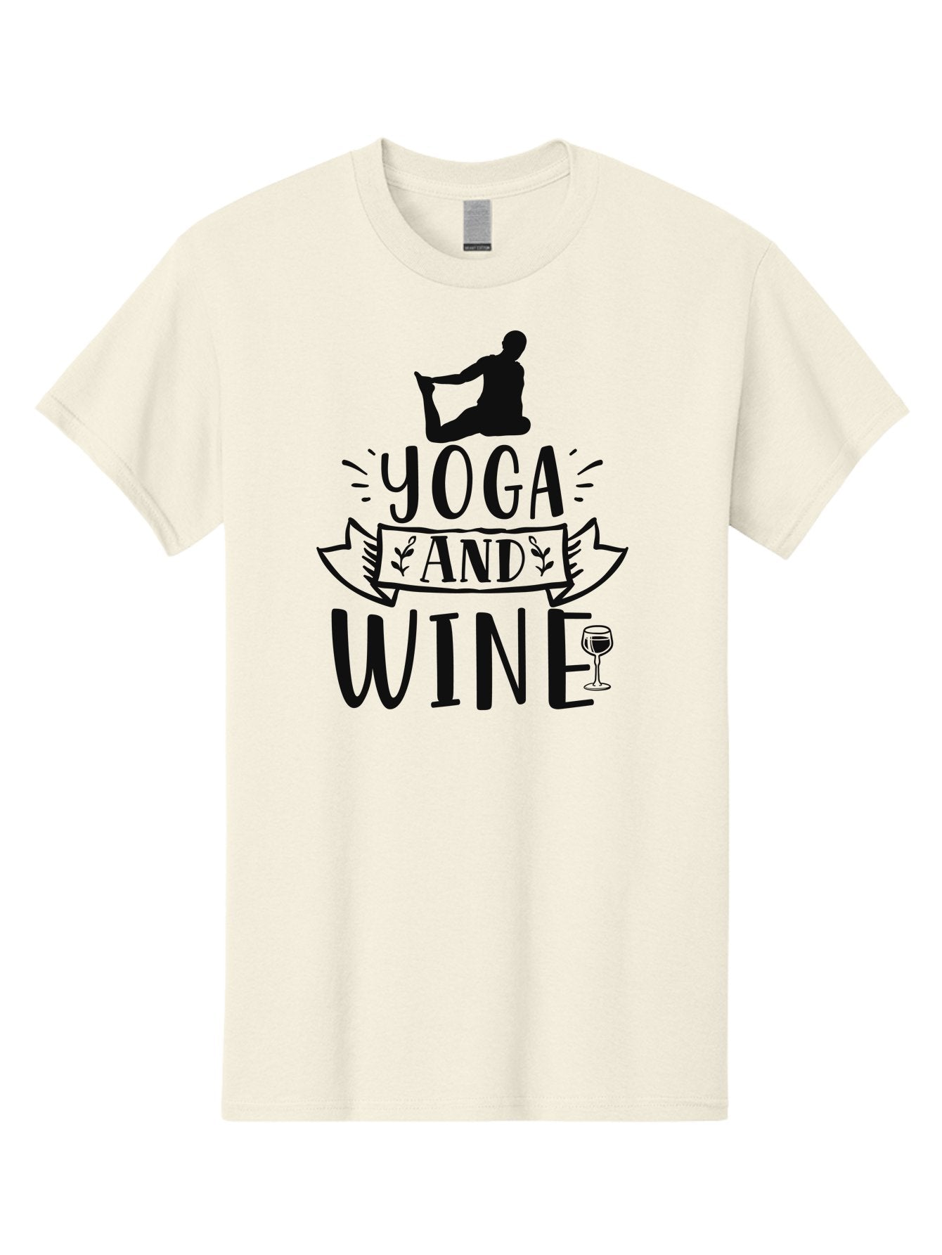 Yoga-And-Wine Men'S Graphic Tee, 100% Cotton, Comfortable Casual Summer Wear, Machine Washable, Yoga And Wine, Zen, Mindfulness, Relaxation, Yoga Poses, Wine Glasses, Wellness, Self-Care, Meditation, Calm Atmosphere, Yoga Lifestyle, Aad512