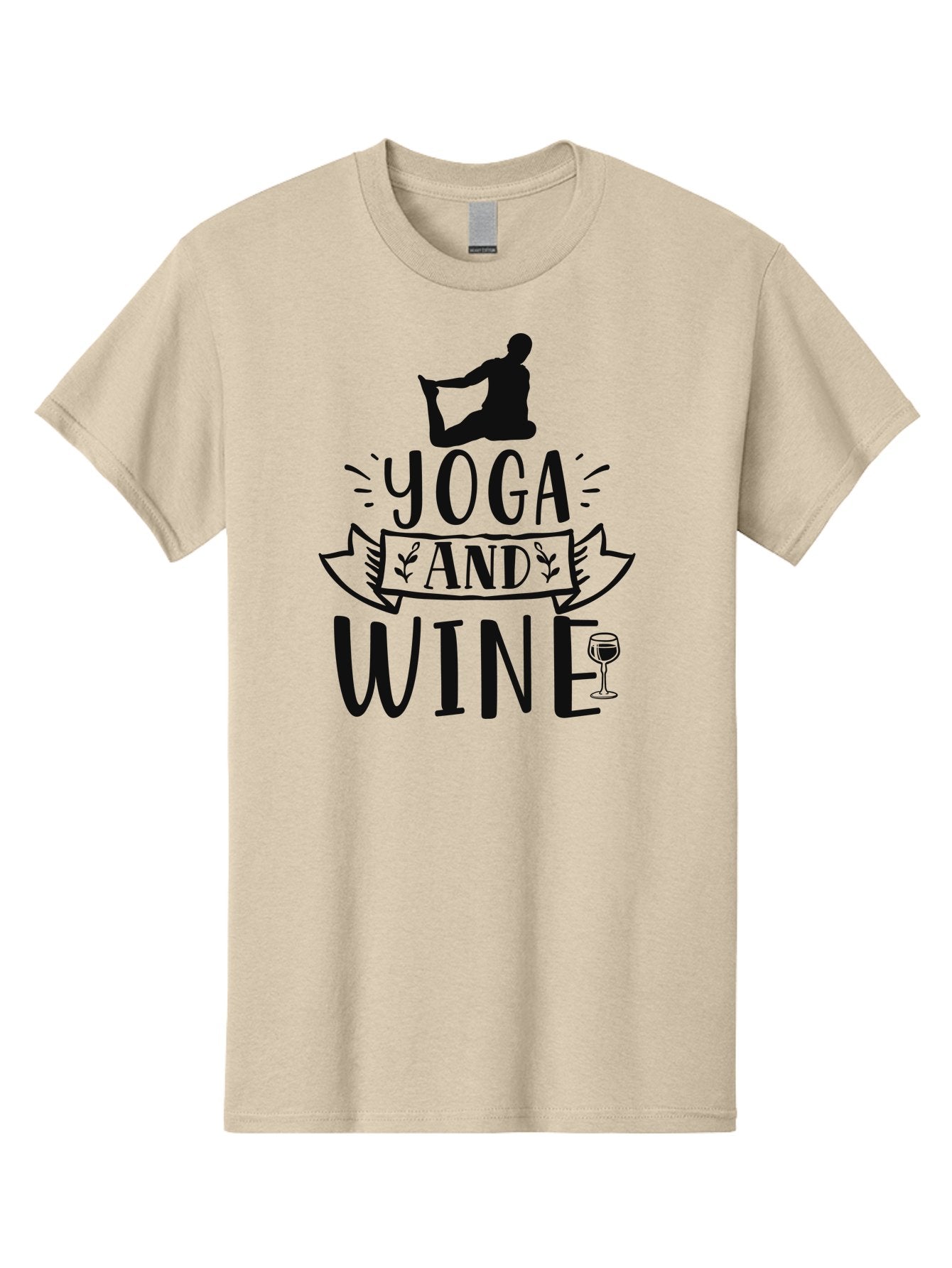 Yoga-And-Wine Men'S Graphic Tee, 100% Cotton, Comfortable Casual Summer Wear, Machine Washable, Yoga And Wine, Zen, Mindfulness, Relaxation, Yoga Poses, Wine Glasses, Wellness, Self-Care, Meditation, Calm Atmosphere, Yoga Lifestyle, Aad512