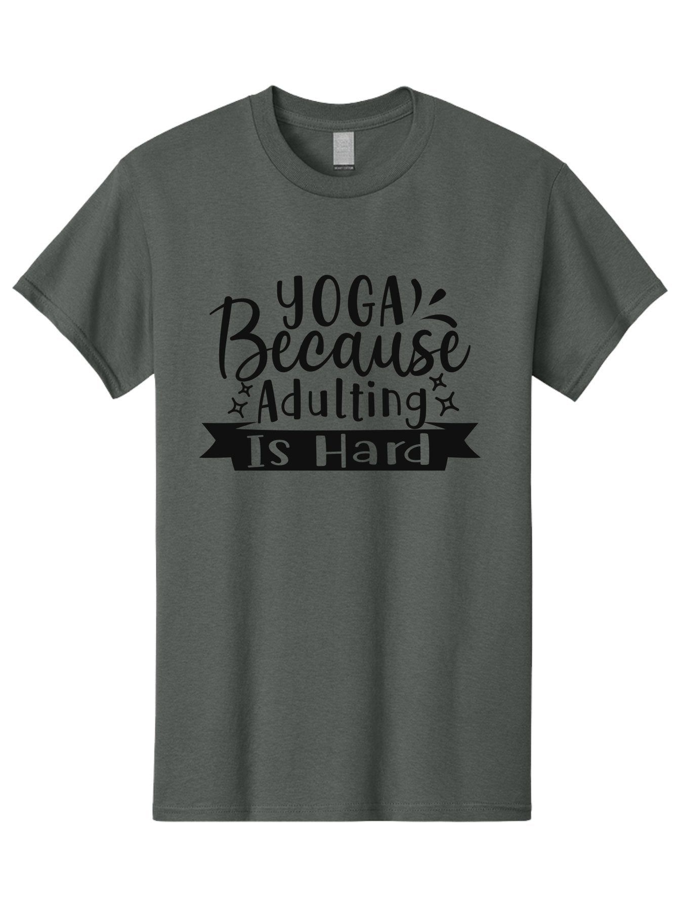 Yoga-Because-Adulting-Is-Hard Men'S Graphic Tee, 100% Cotton, Comfortable Casual Summer Wear, Machine Washable, Yoga Quotes, Humor, Adulting Struggles, Funny Sayings, Motivational Phrases, Mindfulness, Wellness, Self-Care, Yoga Inspiration, Aad513