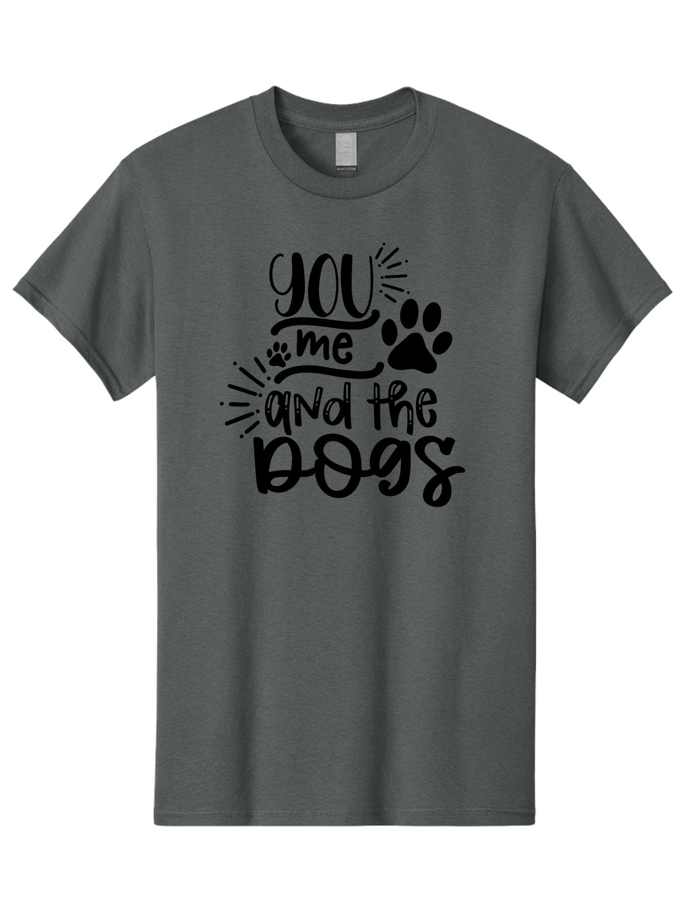 You-Me-And-The-Dogs Men'S Graphic Tee, 100% Cotton, Comfortable Casual Summer Wear, Machine Washable, Cute Dog Quote, Funny Dog Sayings, Dog Lover Gift, Paw Print Design, Dog Mom Quote, Dog Dad Quote, Pet Love, Dog Text Art Aad517