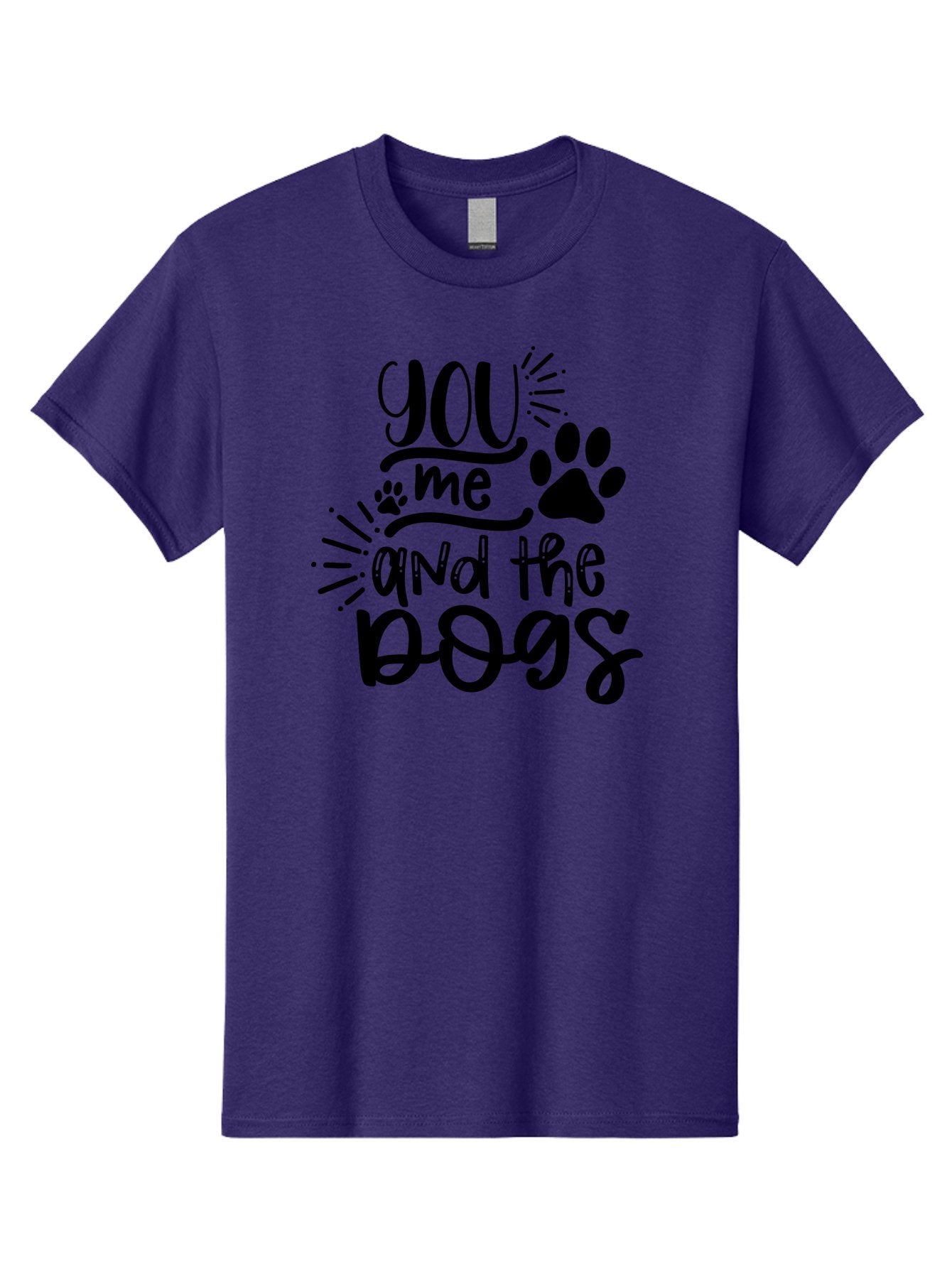 You-Me-And-The-Dogs Men'S Graphic Tee, 100% Cotton, Comfortable Casual Summer Wear, Machine Washable, Cute Dog Quote, Funny Dog Sayings, Dog Lover Gift, Paw Print Design, Dog Mom Quote, Dog Dad Quote, Pet Love, Dog Text Art Aad517 3