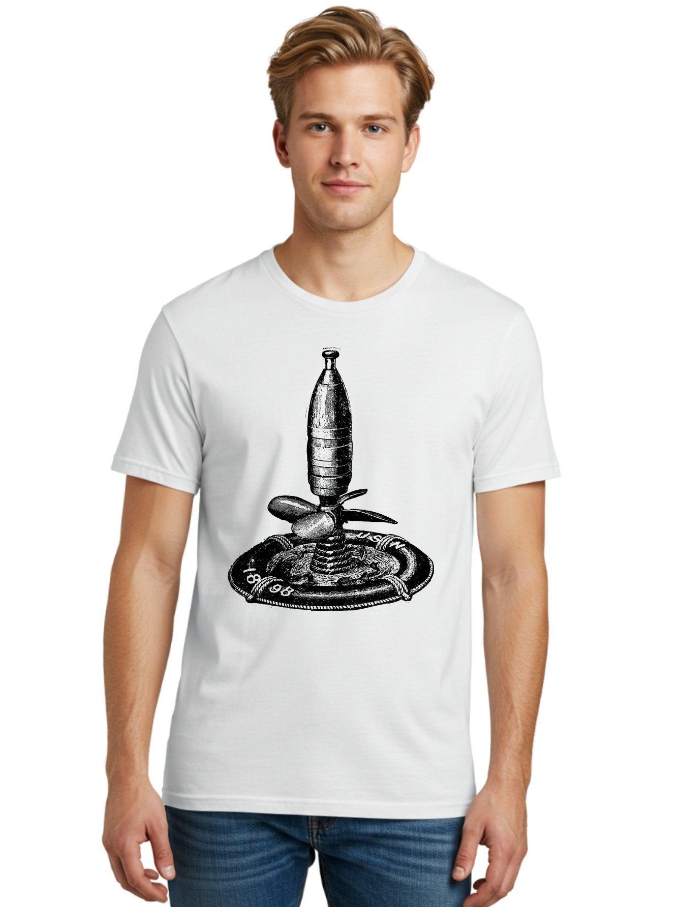 Bomb Men'S Graphic Tee, 100% Cotton, Comfortable Casual Summer Wear, Machine Washable, Explosive Device, Bomb Illustration, Vintage Artwork, Bomb On Plate, Coiled Spring, Detailed Engraving, Historical Graphic, War Symbol Aad519 25