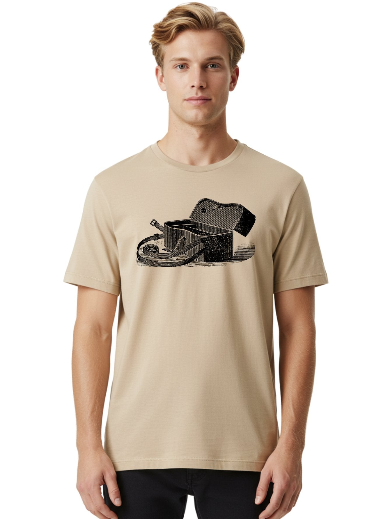 Camera-Bag Men'S Graphic Tee, 100% Cotton, Comfortable Casual Summer Wear, Machine Washable, Vintage Camera Bag, Photography Equipment, Classic Design, Leather Strap, Retro Style, Camera Accessories, Photography Gear Aad520 18