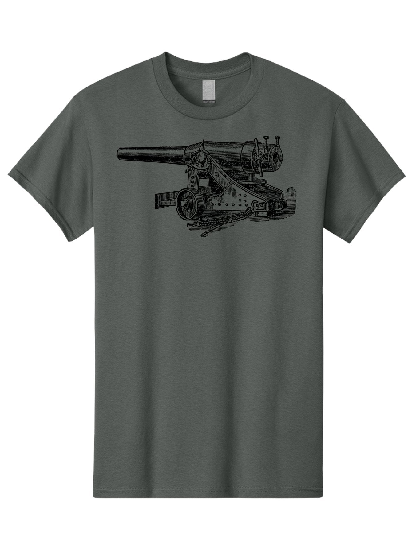 Cannon-Illustration Men'S Graphic Tee, 100% Cotton, Comfortable Casual Summer Wear, Machine Washable, Vintage Cannon, Historical Artillery, Antique Weapon, Military History, Classic Warfare, Detailed Engraving, Illustration Art Aad521 9