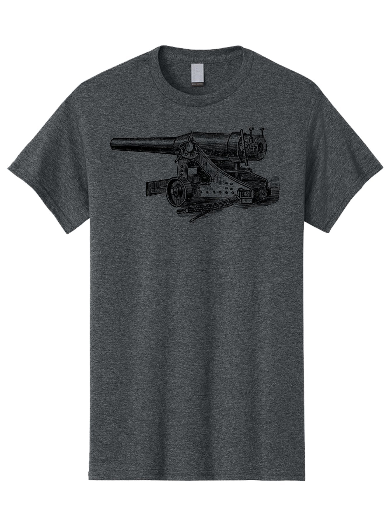 Cannon-Illustration Men'S Graphic Tee, 100% Cotton, Comfortable Casual Summer Wear, Machine Washable, Vintage Cannon, Historical Artillery, Antique Weapon, Military History, Classic Warfare, Detailed Engraving, Illustration Art Aad521 7