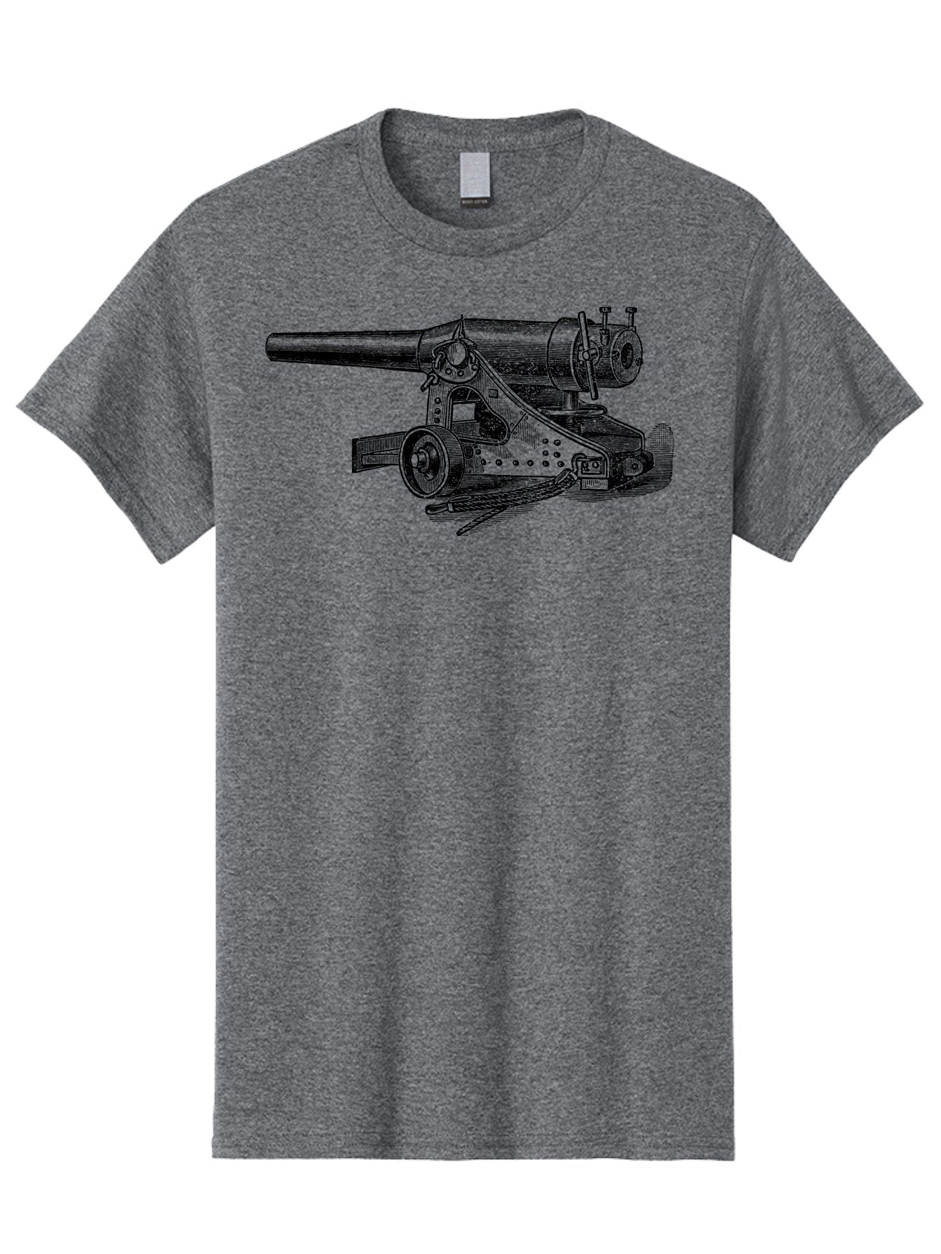 Cannon-Illustration Men'S Graphic Tee, 100% Cotton, Comfortable Casual Summer Wear, Machine Washable, Vintage Cannon, Historical Artillery, Antique Weapon, Military History, Classic Warfare, Detailed Engraving, Illustration Art Aad521 11