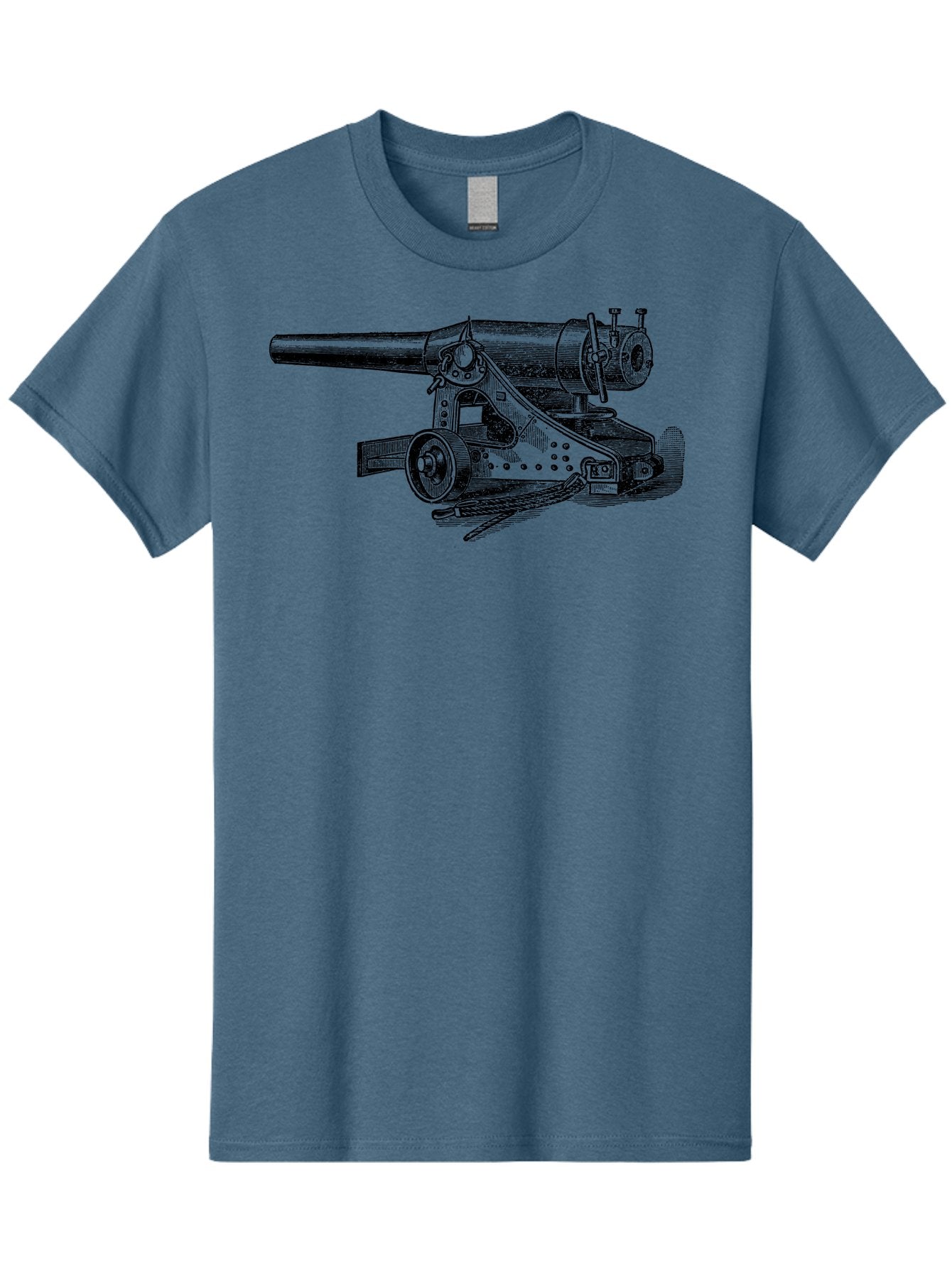 Cannon-Illustration Men'S Graphic Tee, 100% Cotton, Comfortable Casual Summer Wear, Machine Washable, Vintage Cannon, Historical Artillery, Antique Weapon, Military History, Classic Warfare, Detailed Engraving, Illustration Art Aad521 4