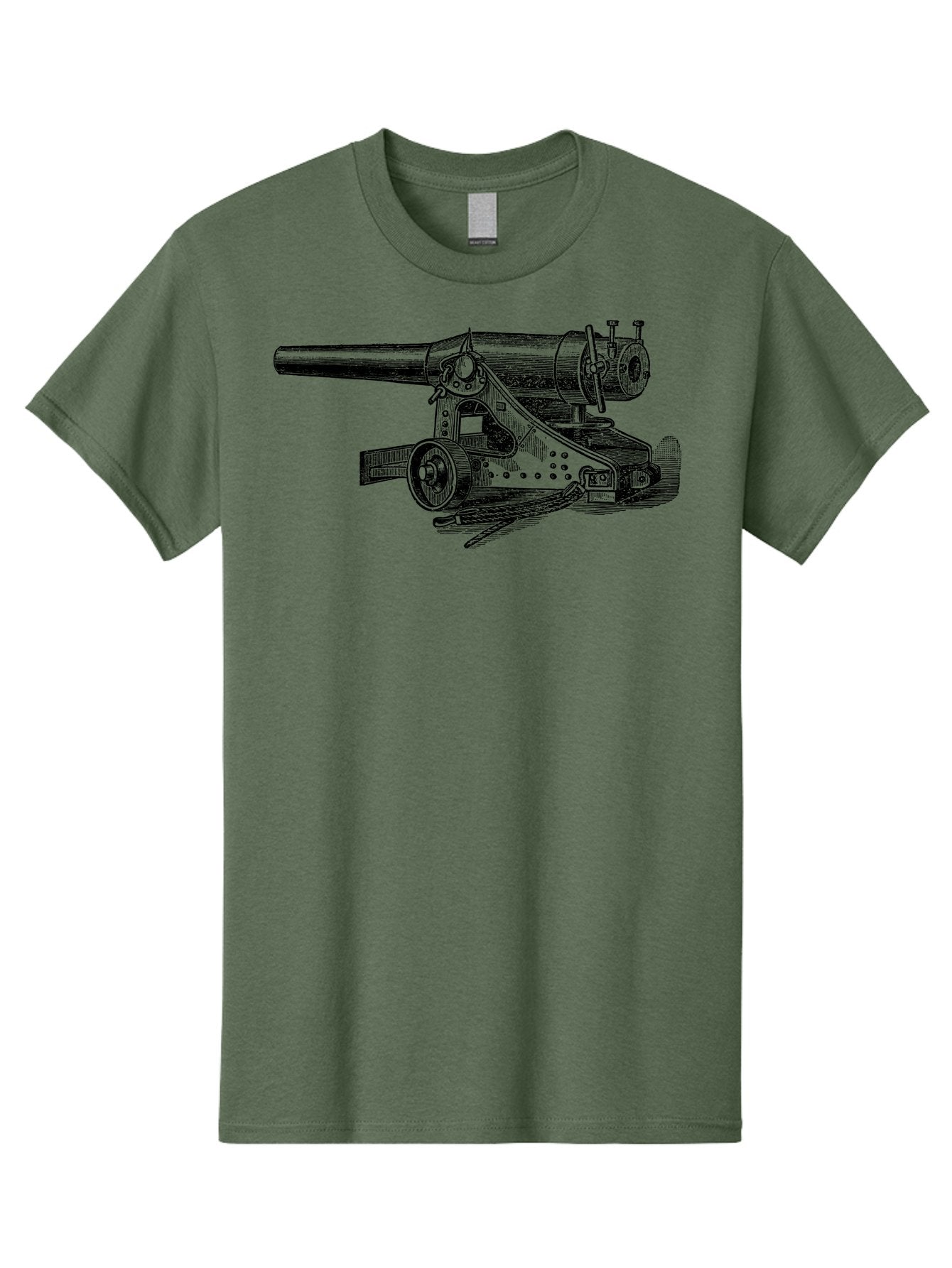 Cannon-Illustration Men'S Graphic Tee, 100% Cotton, Comfortable Casual Summer Wear, Machine Washable, Vintage Cannon, Historical Artillery, Antique Weapon, Military History, Classic Warfare, Detailed Engraving, Illustration Art Aad521