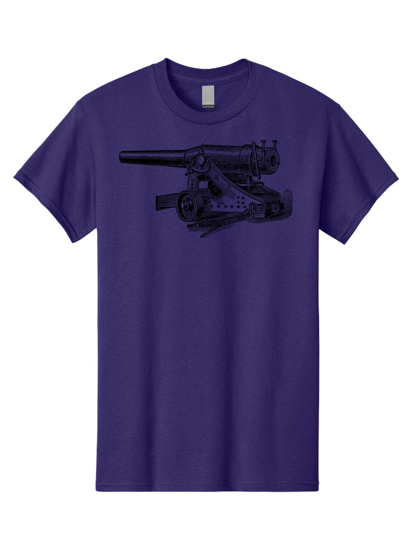 Cannon-Illustration Men'S Graphic Tee, 100% Cotton, Comfortable Casual Summer Wear, Machine Washable, Vintage Cannon, Historical Artillery, Antique Weapon, Military History, Classic Warfare, Detailed Engraving, Illustration Art Aad521 15