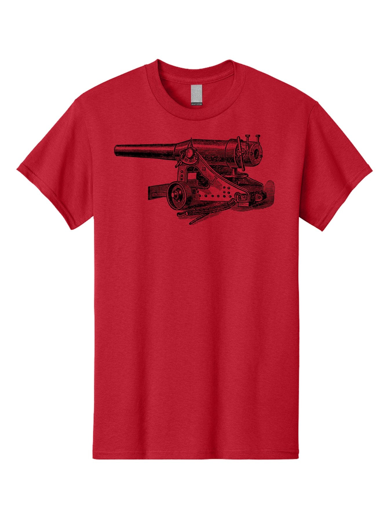 Cannon-Illustration Men'S Graphic Tee, 100% Cotton, Comfortable Casual Summer Wear, Machine Washable, Vintage Cannon, Historical Artillery, Antique Weapon, Military History, Classic Warfare, Detailed Engraving, Illustration Art Aad521 5