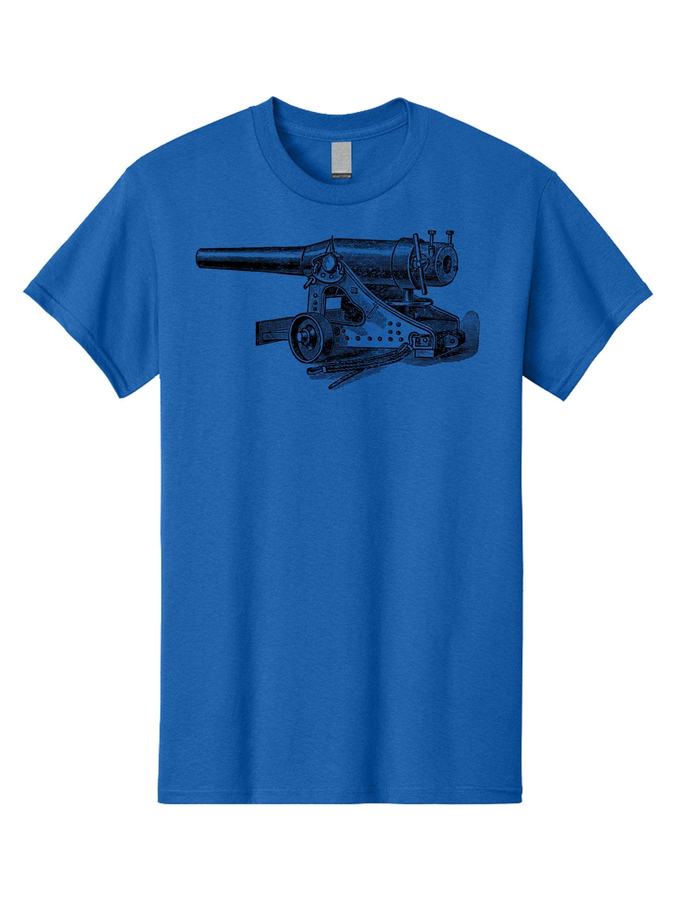 Cannon-Illustration Men'S Graphic Tee, 100% Cotton, Comfortable Casual Summer Wear, Machine Washable, Vintage Cannon, Historical Artillery, Antique Weapon, Military History, Classic Warfare, Detailed Engraving, Illustration Art Aad521 13