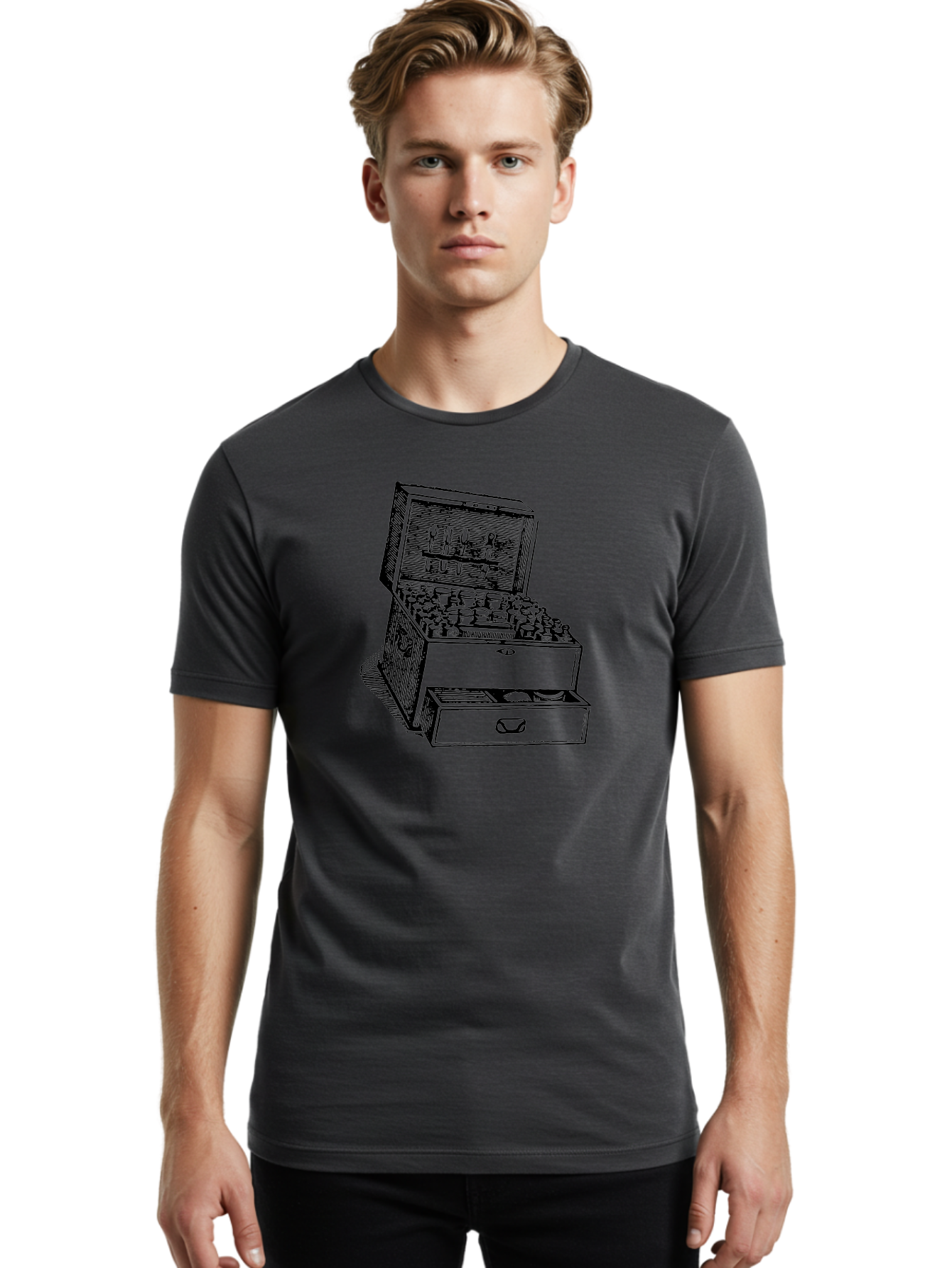 Chemist-Cabinet Men'S Graphic Tee, 100% Cotton, Comfortable Casual Summer Wear, Machine Washable, Vintage Apothecary, Medicine Storage, Old-Fashioned Remedies, Antique Medical Equipment, Wooden Chest, Medical History, Pharmacy Cabinet, Aad523