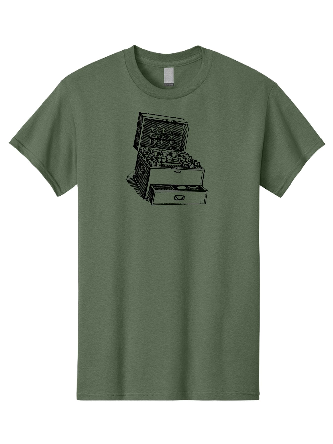 Chemist-Cabinet Men'S Graphic Tee, 100% Cotton, Comfortable Casual Summer Wear, Machine Washable, Vintage Apothecary, Medicine Storage, Old-Fashioned Remedies, Antique Medical Equipment, Wooden Chest, Medical History, Pharmacy Cabinet, Aad523 12