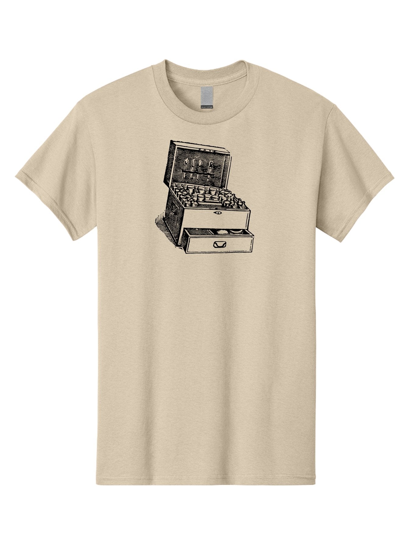 Chemist-Cabinet Men'S Graphic Tee, 100% Cotton, Comfortable Casual Summer Wear, Machine Washable, Vintage Apothecary, Medicine Storage, Old-Fashioned Remedies, Antique Medical Equipment, Wooden Chest, Medical History, Pharmacy Cabinet, Aad523 3