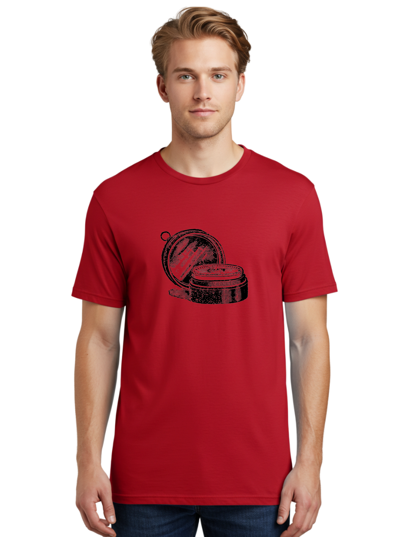 Compass-1 Men'S Graphic Tee, 100% Cotton, Comfortable Casual Summer Wear, Machine Washable, Vintage Compass, Navigation Tool, Direction Finder, Antique Design, Classic Illustration, Detailed Artwork, Circular Shape Aad524