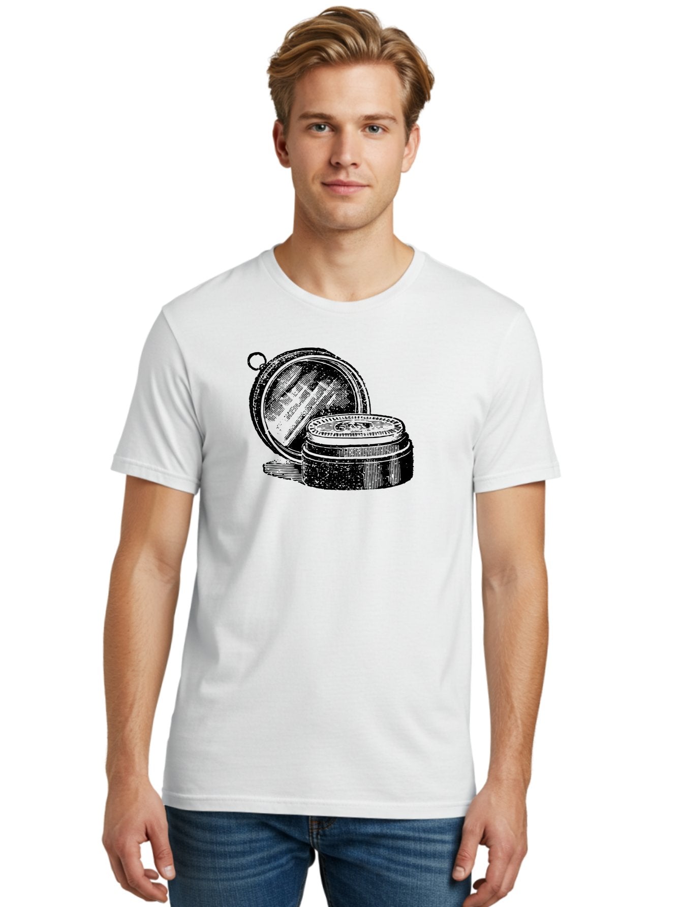 Compass-1 Men'S Graphic Tee, 100% Cotton, Comfortable Casual Summer Wear, Machine Washable, Vintage Compass, Navigation Tool, Direction Finder, Antique Design, Classic Illustration, Detailed Artwork, Circular Shape Aad524 29