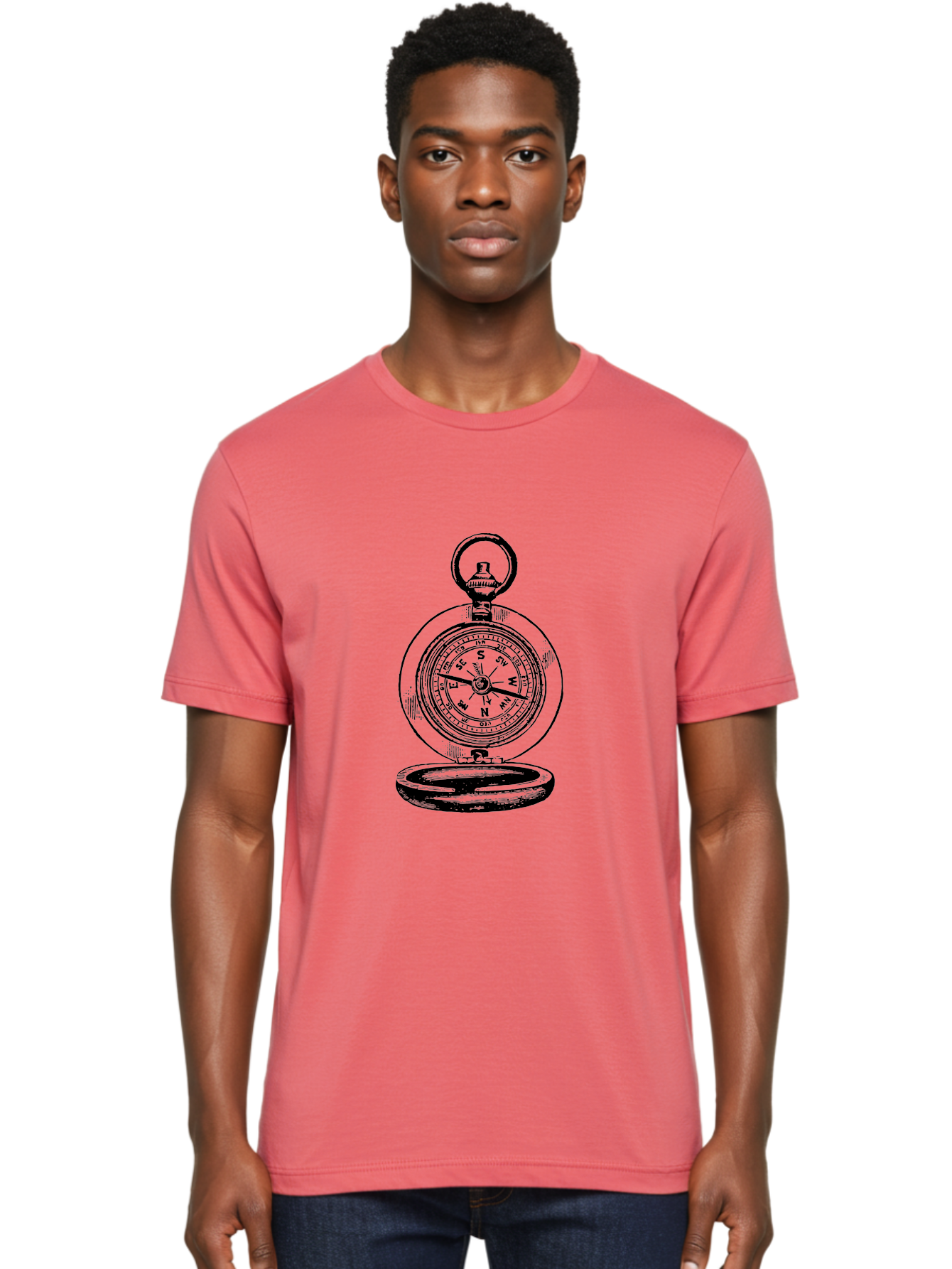 Compass Men'S Graphic Tee, 100% Cotton, Comfortable Casual Summer Wear, Machine Washable, Vintage Compass, Navigation Tool, Direction Finder, Antique Illustration, Classic Design, Directional Guidance, Navigation Aid, Outdoor Exploration Aad525 8