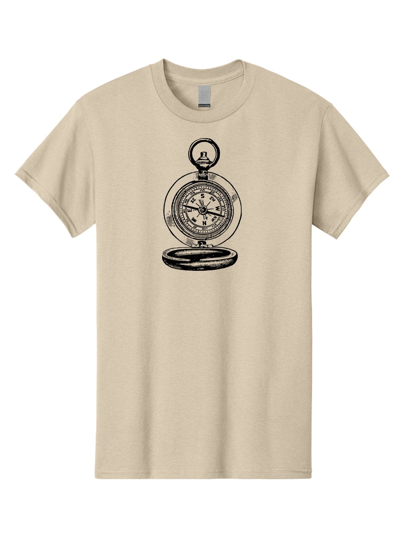 Compass Men'S Graphic Tee, 100% Cotton, Comfortable Casual Summer Wear, Machine Washable, Vintage Compass, Navigation Tool, Direction Finder, Antique Illustration, Classic Design, Directional Guidance, Navigation Aid, Outdoor Exploration Aad525 5