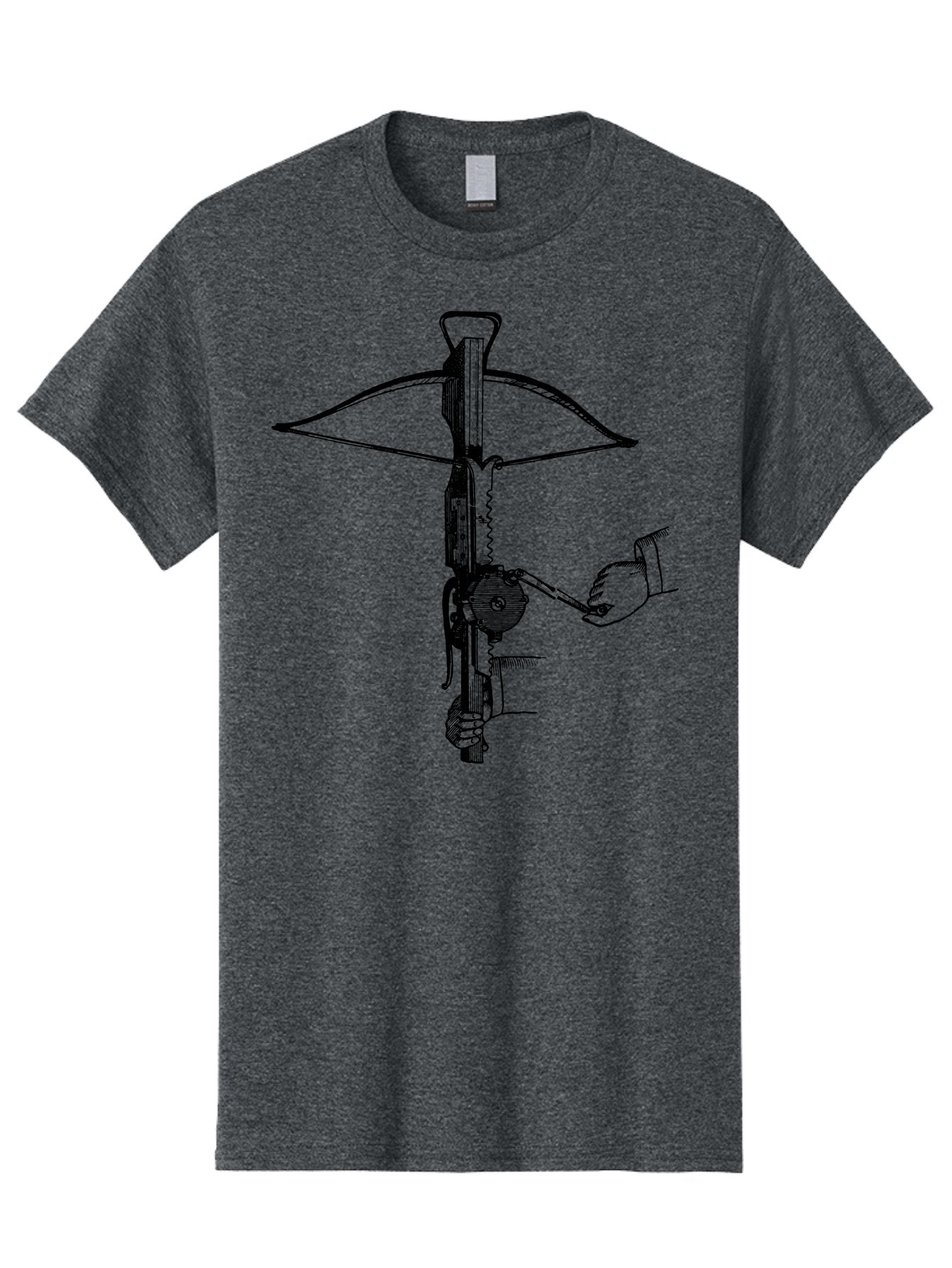 Crossbow-1 Men'S Graphic Tee, 100% Cotton, Comfortable Casual Summer Wear, Machine Washable, Hand Holding Crossbow Crank, Medieval Weaponry, Historical Illustration, Mechanical Device, Projectile Launcher, Medieval Warfare, Ancient Combat Aad527 14