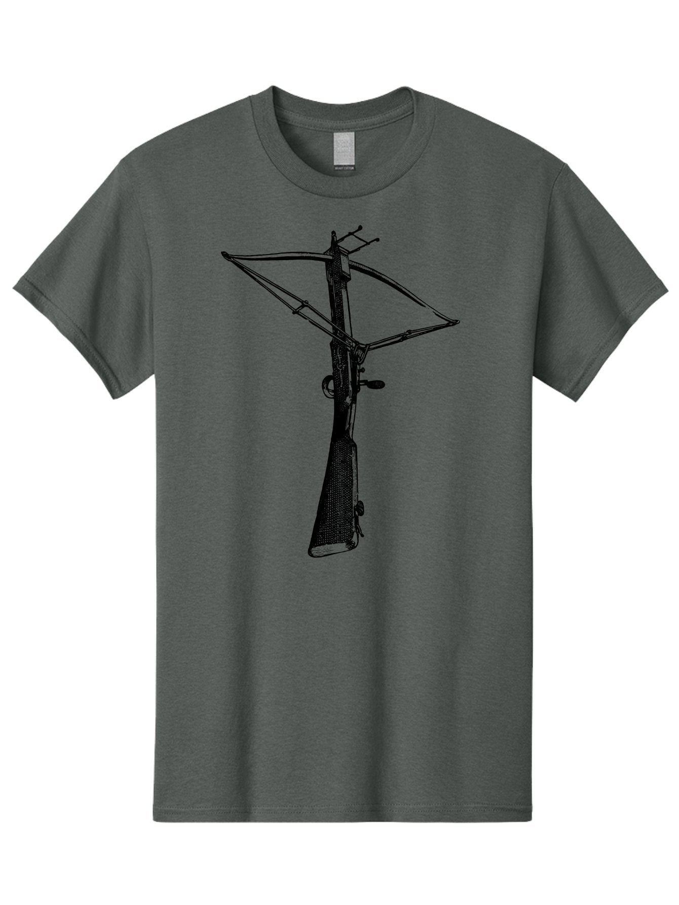 Crossbow Men'S Graphic Tee, 100% Cotton, Comfortable Casual Summer Wear, Machine Washable, Crossbow Illustration, Medieval Weapon, Historical Reenactment, Archery Equipment, Tactical Gear, Close-Up View, Detailed Drawing, Aad529 3