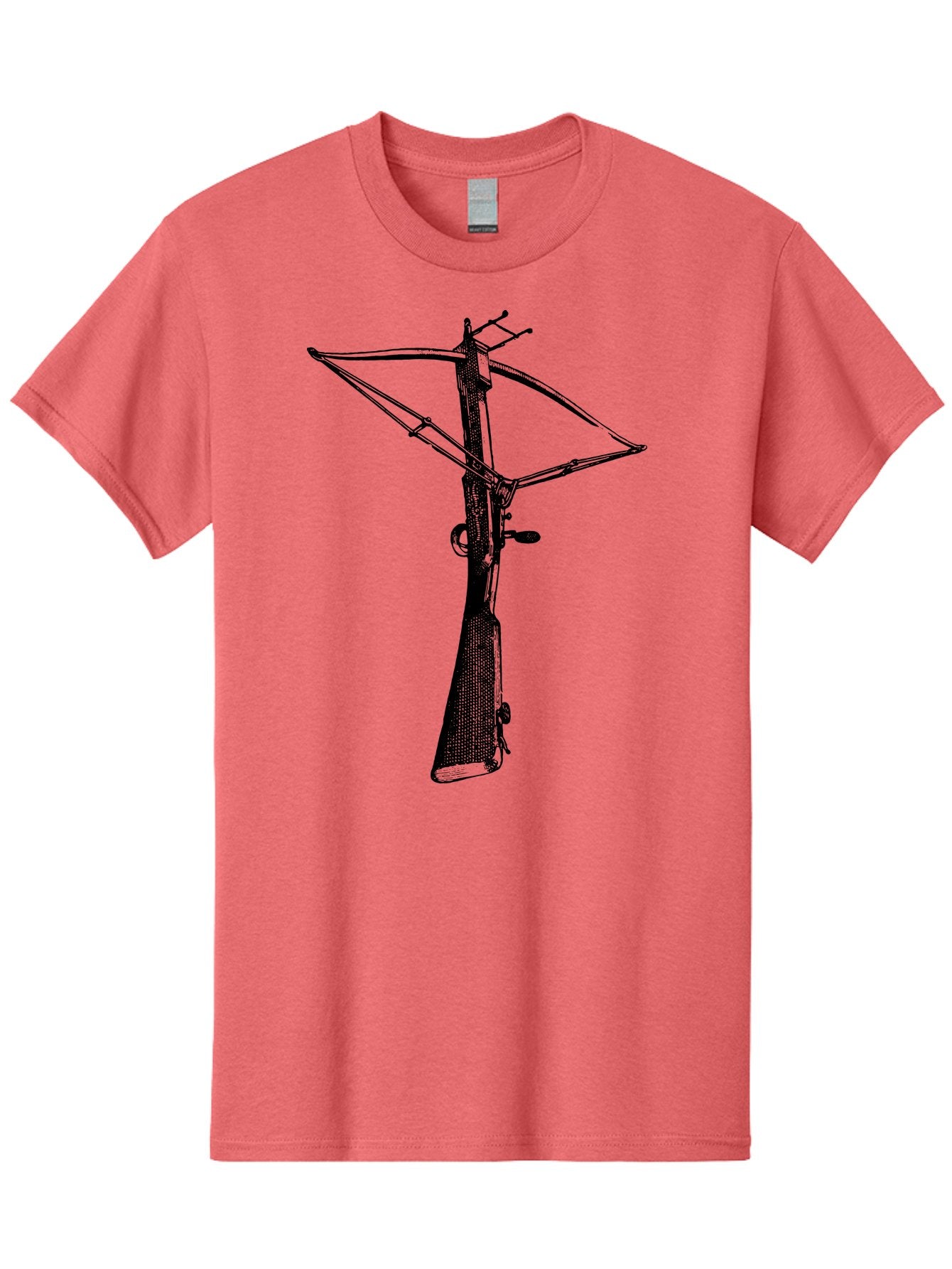 Crossbow Men'S Graphic Tee, 100% Cotton, Comfortable Casual Summer Wear, Machine Washable, Crossbow Illustration, Medieval Weapon, Historical Reenactment, Archery Equipment, Tactical Gear, Close-Up View, Detailed Drawing, Aad529 15