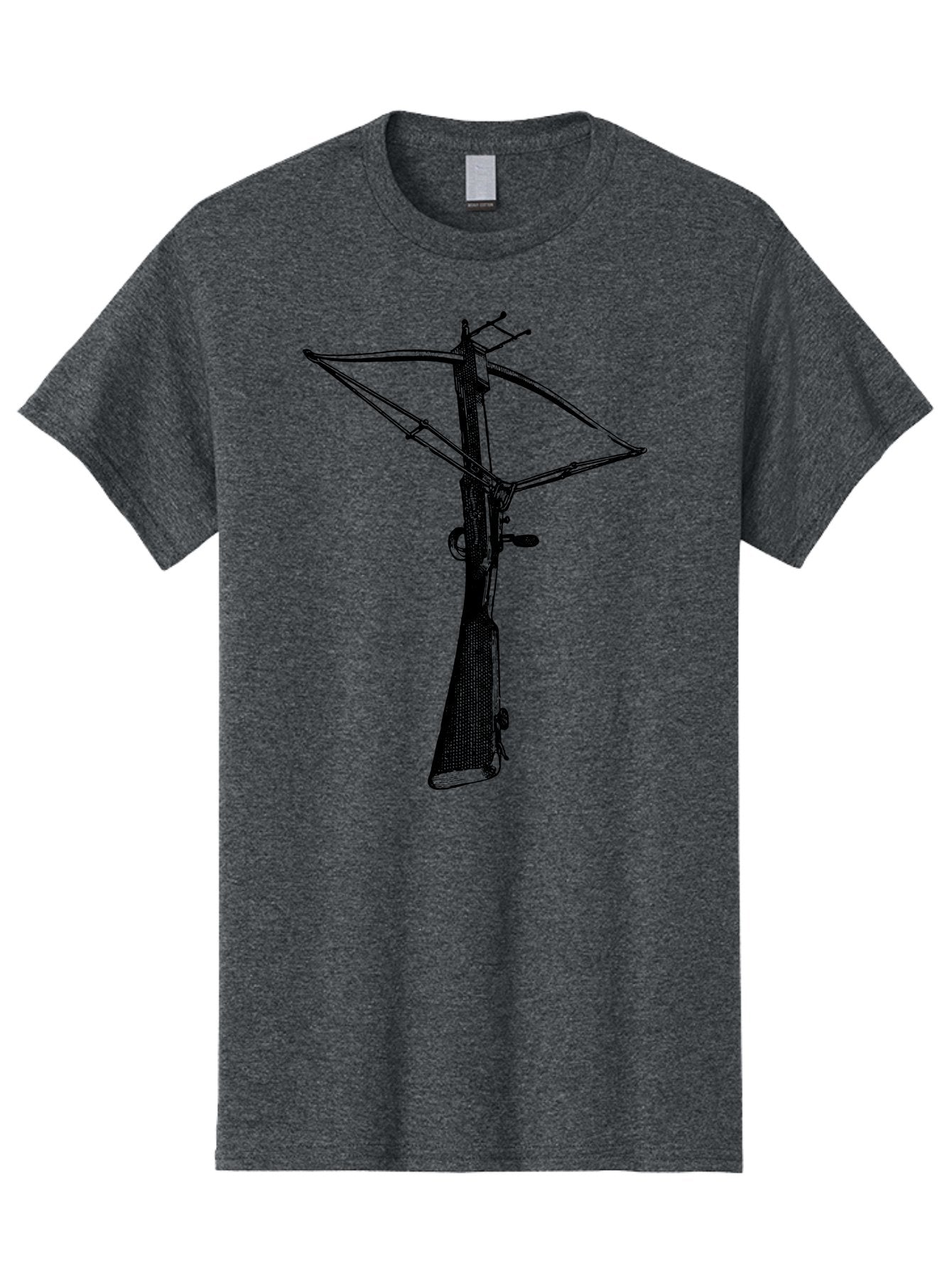 Crossbow Men'S Graphic Tee, 100% Cotton, Comfortable Casual Summer Wear, Machine Washable, Crossbow Illustration, Medieval Weapon, Historical Reenactment, Archery Equipment, Tactical Gear, Close-Up View, Detailed Drawing, Aad529 13