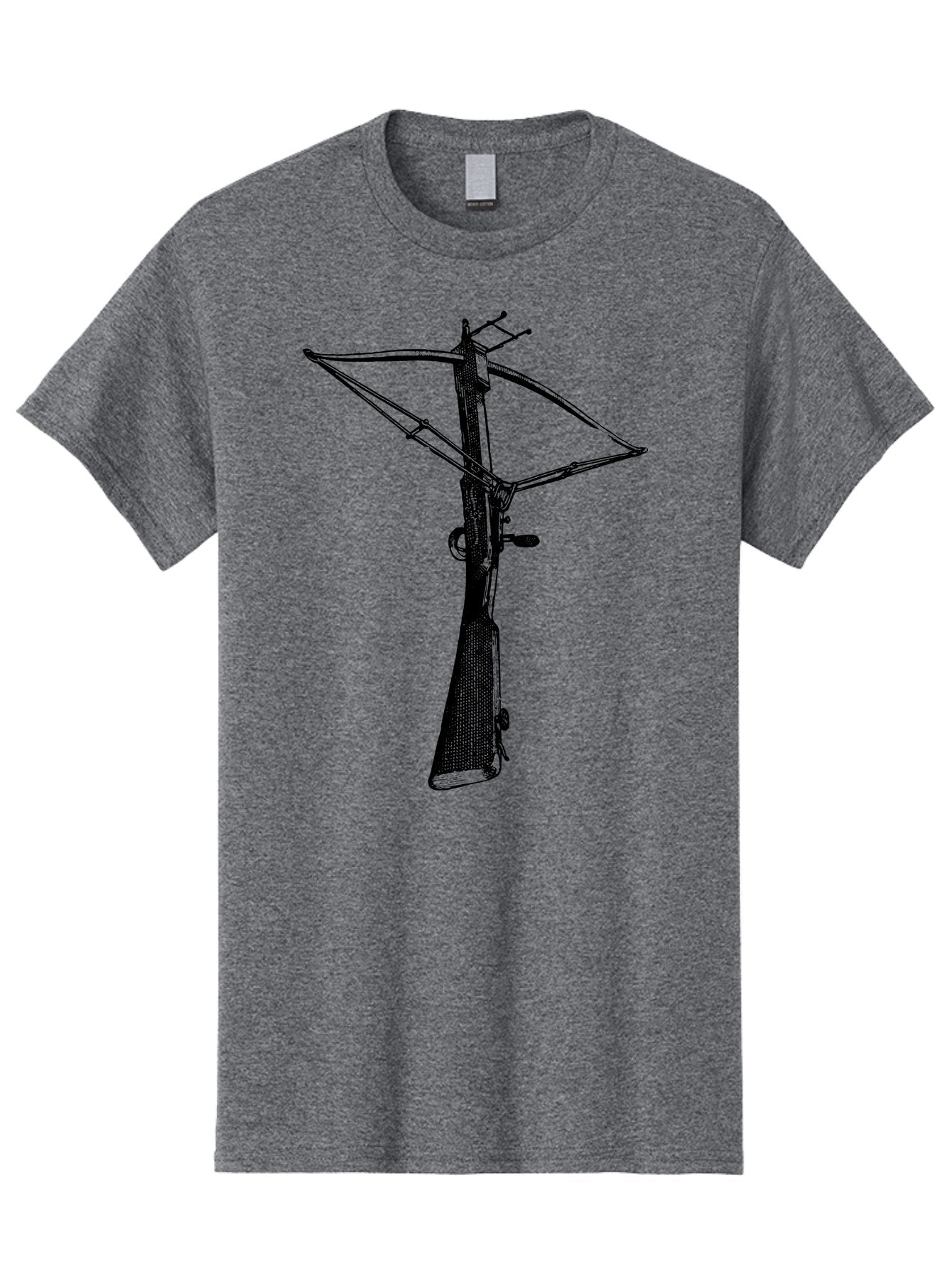 Crossbow Men'S Graphic Tee, 100% Cotton, Comfortable Casual Summer Wear, Machine Washable, Crossbow Illustration, Medieval Weapon, Historical Reenactment, Archery Equipment, Tactical Gear, Close-Up View, Detailed Drawing, Aad529 9