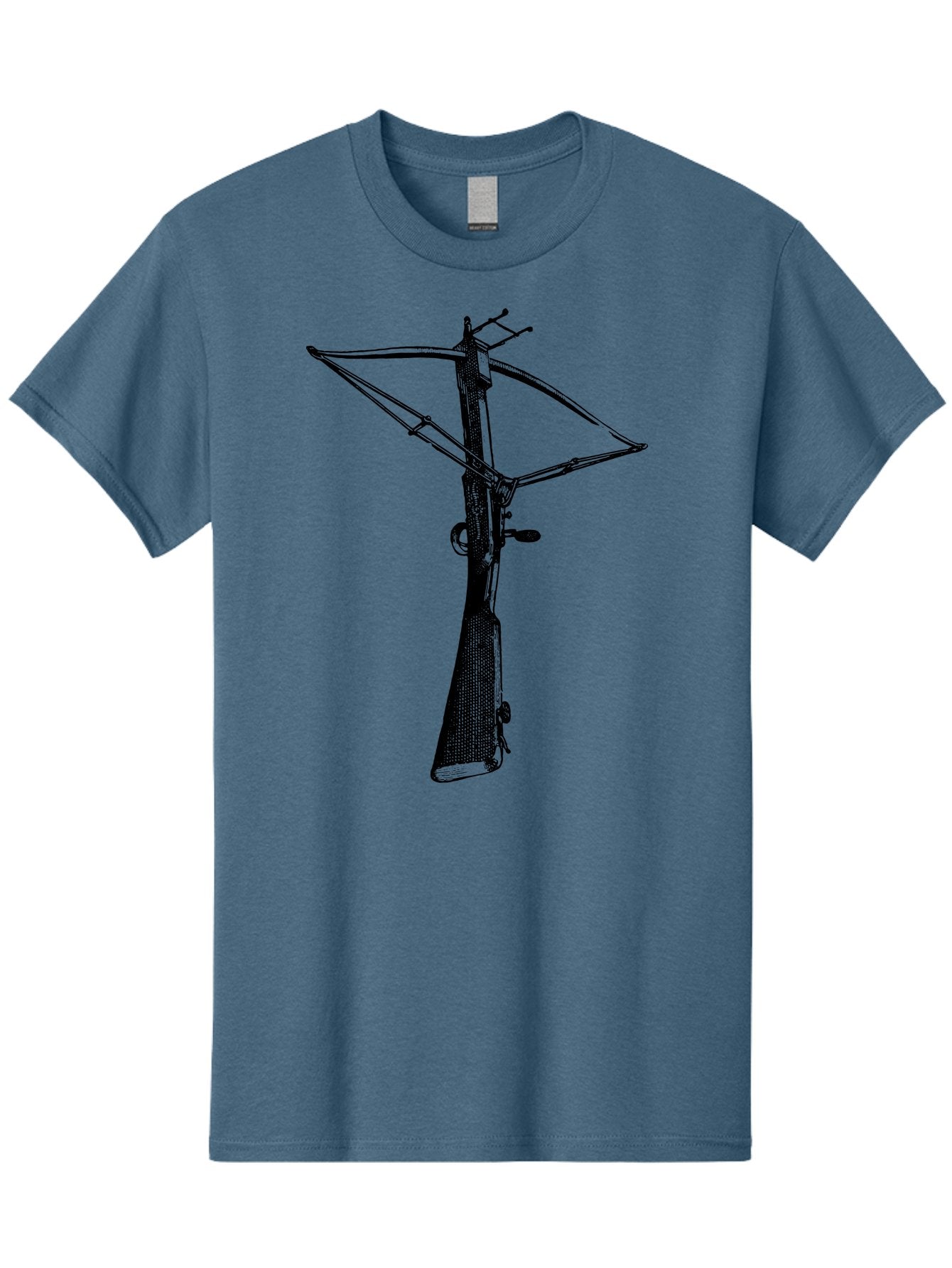 Crossbow Men'S Graphic Tee, 100% Cotton, Comfortable Casual Summer Wear, Machine Washable, Crossbow Illustration, Medieval Weapon, Historical Reenactment, Archery Equipment, Tactical Gear, Close-Up View, Detailed Drawing, Aad529 14