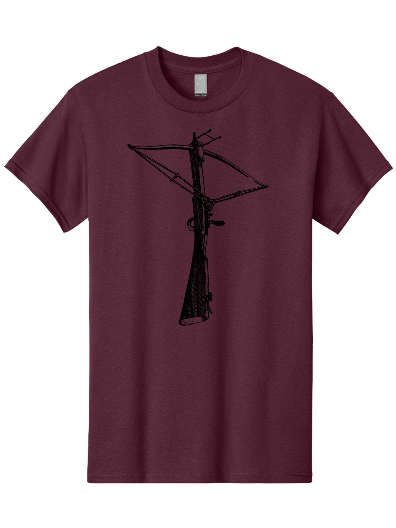 Crossbow Men'S Graphic Tee, 100% Cotton, Comfortable Casual Summer Wear, Machine Washable, Crossbow Illustration, Medieval Weapon, Historical Reenactment, Archery Equipment, Tactical Gear, Close-Up View, Detailed Drawing, Aad529 7