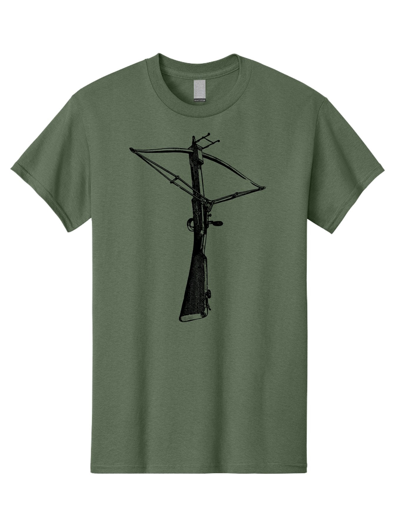 Crossbow Men'S Graphic Tee, 100% Cotton, Comfortable Casual Summer Wear, Machine Washable, Crossbow Illustration, Medieval Weapon, Historical Reenactment, Archery Equipment, Tactical Gear, Close-Up View, Detailed Drawing, Aad529 4