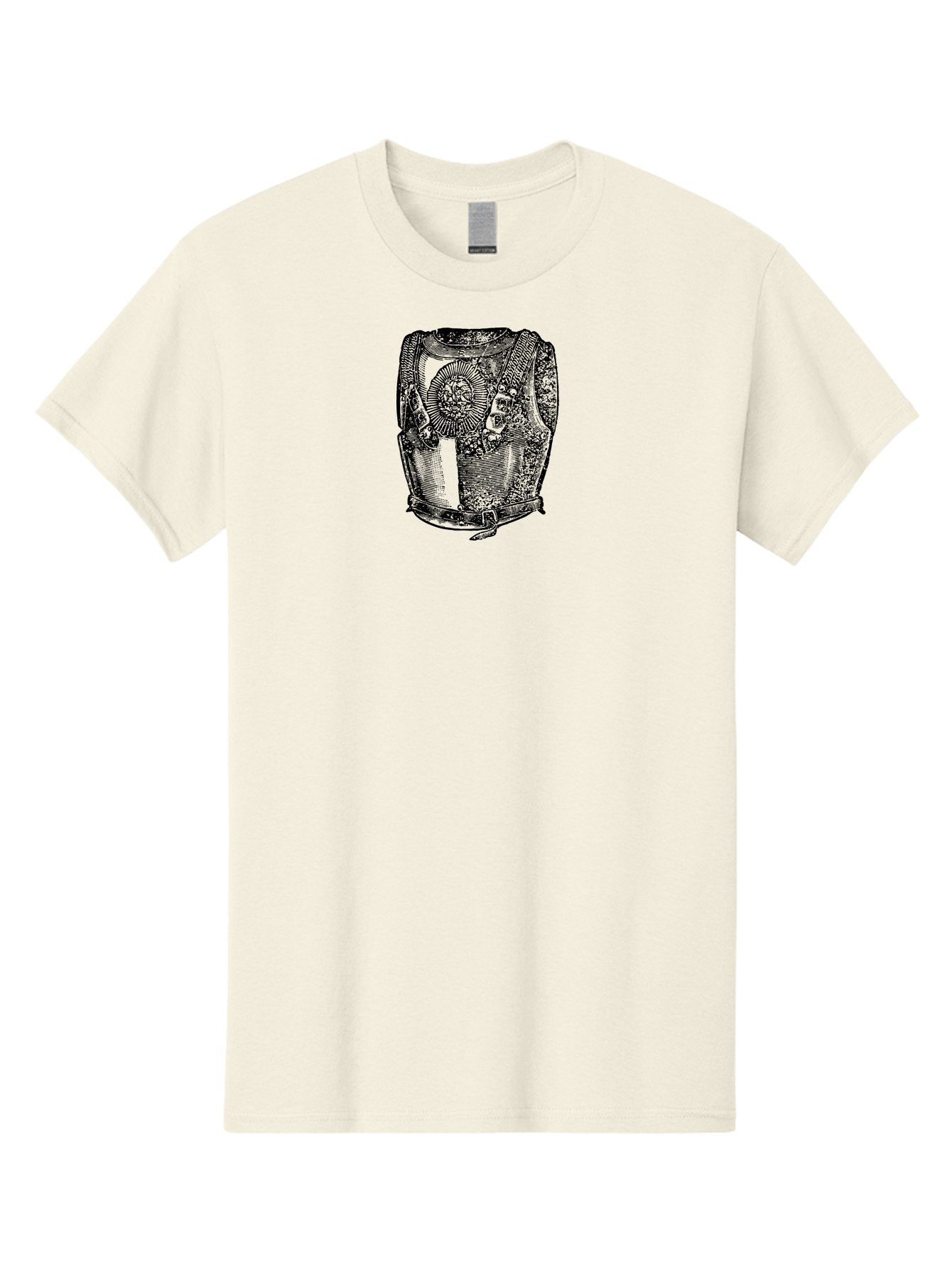 Cuirass-1 Men'S Graphic Tee, 100% Cotton, Comfortable Casual Summer Wear, Machine Washable, Vintage Breastplate, Roman Armor, Medieval Style, Protective Gear, Historical Reenactment, Military Attire, Ornate Design, Intricate Details Aad530 3