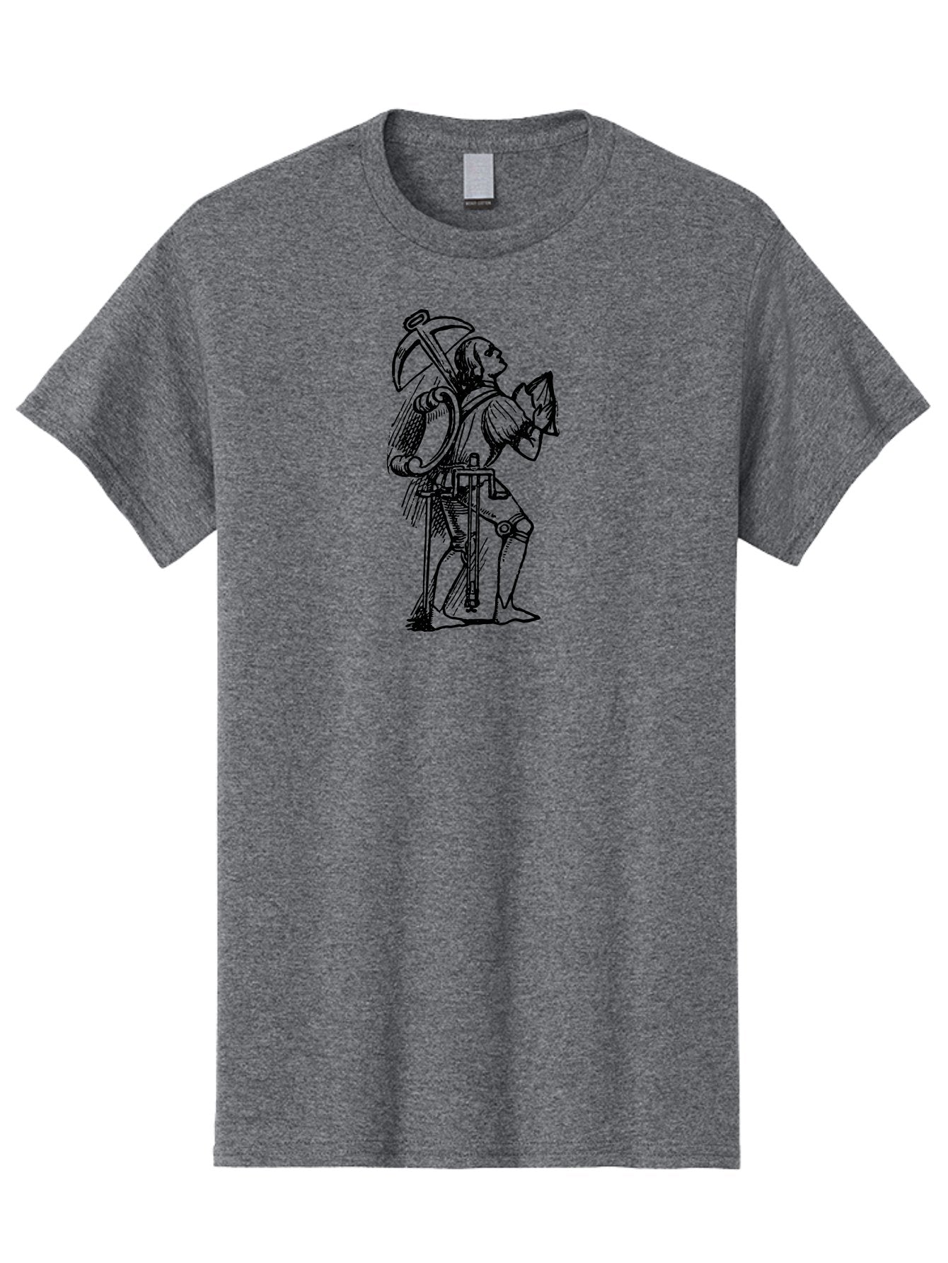 Death Men'S Graphic Tee, 100% Cotton, Comfortable Casual Summer Wear, Machine Washable, Death Personified, Medieval Art, Black And White Illustration, Grim Reaper, Harvest Symbol, Mortality, Historical Figure, Skeletal Figure, Aad533