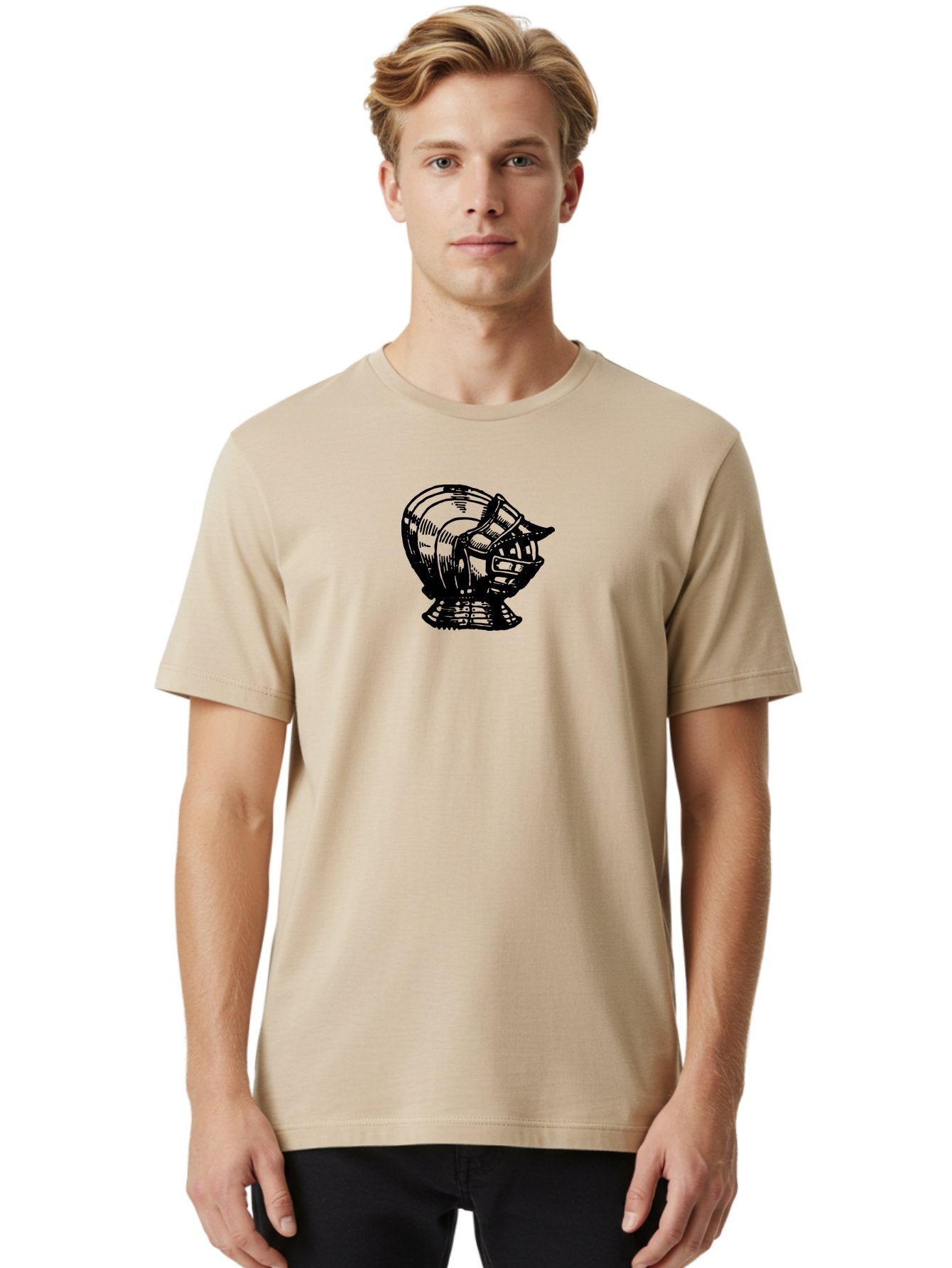 Football-Helmet Men'S Graphic Tee, 100% Cotton, Comfortable Casual Summer Wear, Machine Washable, Medieval Knight Helmet, Armor Headpiece, Protective Gear, Chivalry Symbol, Knight Templar, Gothic Style, Metal Helmet Aad535 28