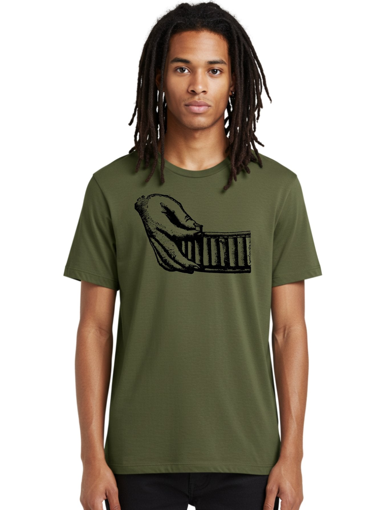 Hand-And-Comb Men'S Graphic Tee, 100% Cotton, Comfortable Casual Summer Wear, Machine Washable, Hand Holding A Comb, Vintage Illustration, Unique Textures, Artistic Expression, Creative Styling, Retro Aesthetics, Close-Up Details Aad537 20