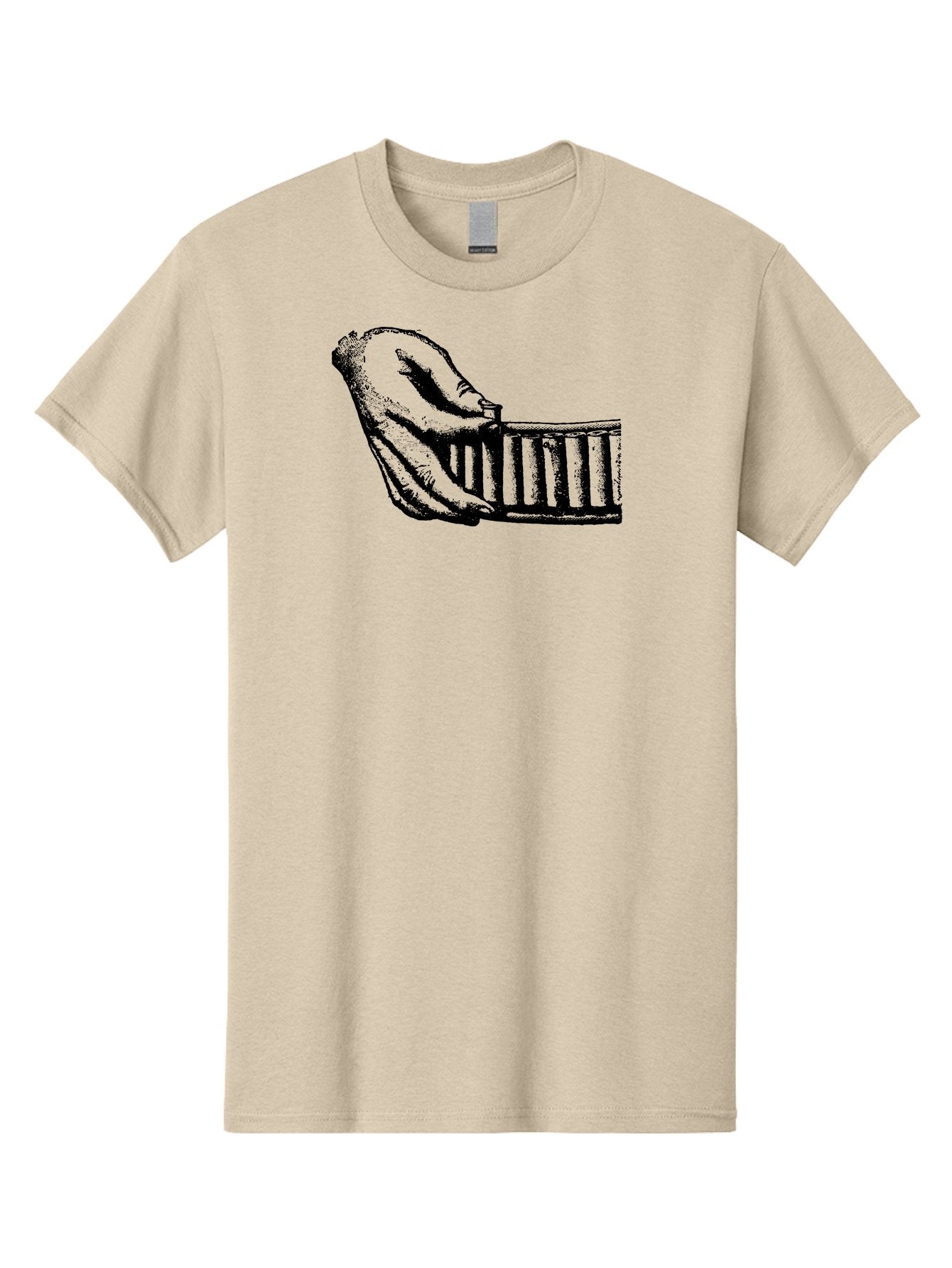 Hand-And-Comb Men'S Graphic Tee, 100% Cotton, Comfortable Casual Summer Wear, Machine Washable, Hand Holding A Comb, Vintage Illustration, Unique Textures, Artistic Expression, Creative Styling, Retro Aesthetics, Close-Up Details Aad537