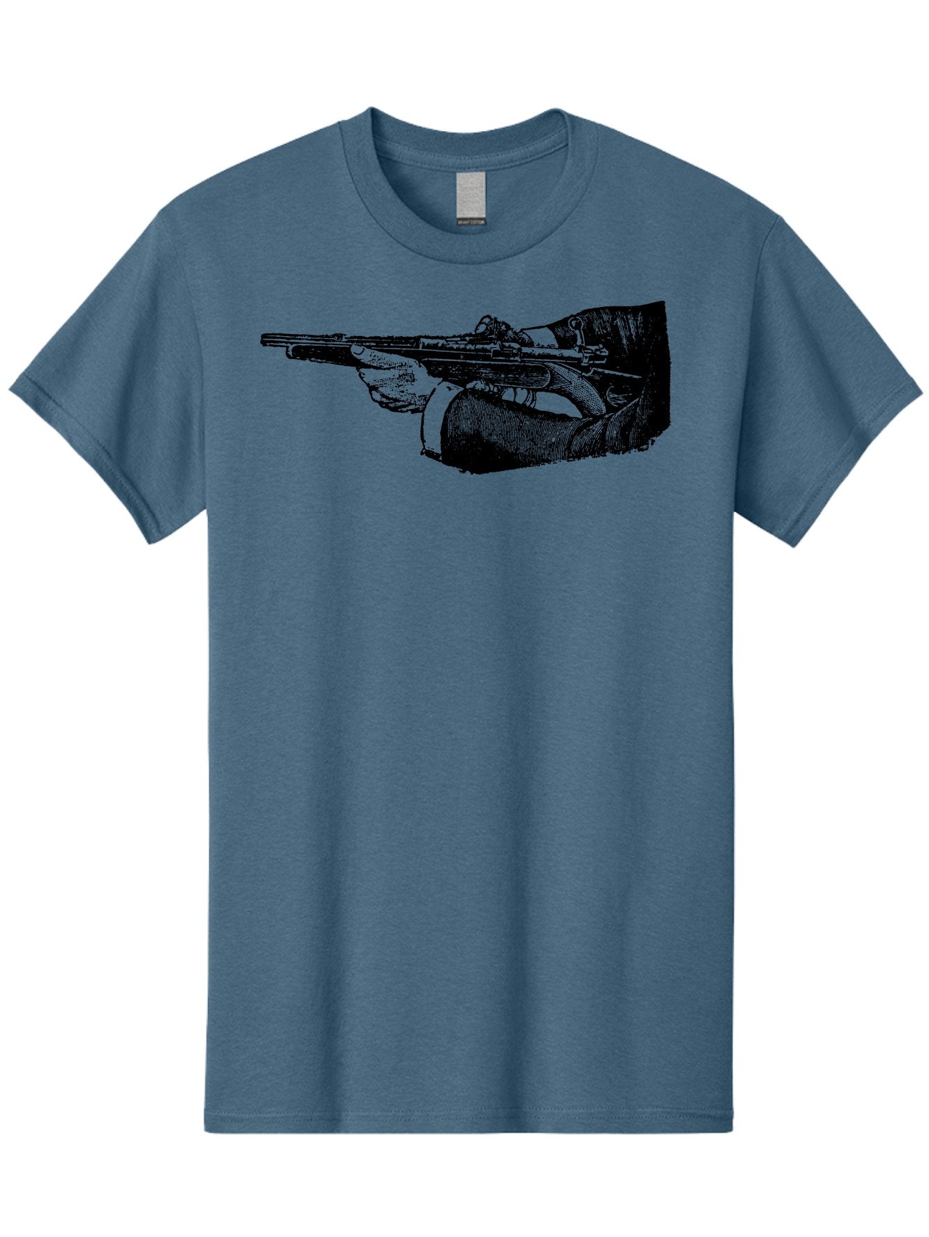 Hand-Holding-Rifle Men'S Graphic Tee, 100% Cotton, Comfortable Casual Summer Wear, Machine Washable, Rifle In Hand, Gun Illustration, Vintage Art, Firearm Graphic, Black And White, Shooter Illustration, Handgun Artwork Aad538 13