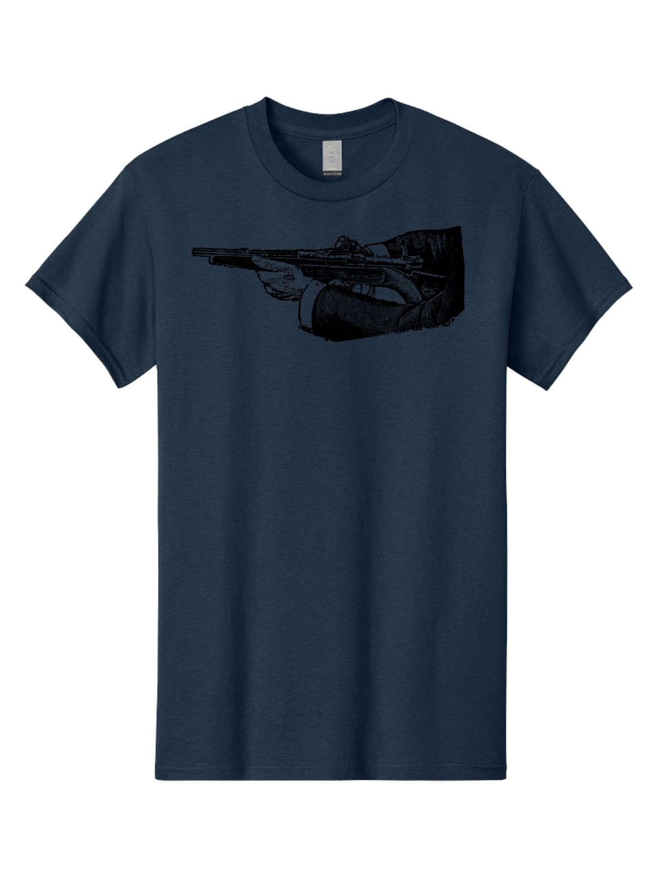 Hand-Holding-Rifle Men'S Graphic Tee, 100% Cotton, Comfortable Casual Summer Wear, Machine Washable, Rifle In Hand, Gun Illustration, Vintage Art, Firearm Graphic, Black And White, Shooter Illustration, Handgun Artwork Aad538 7