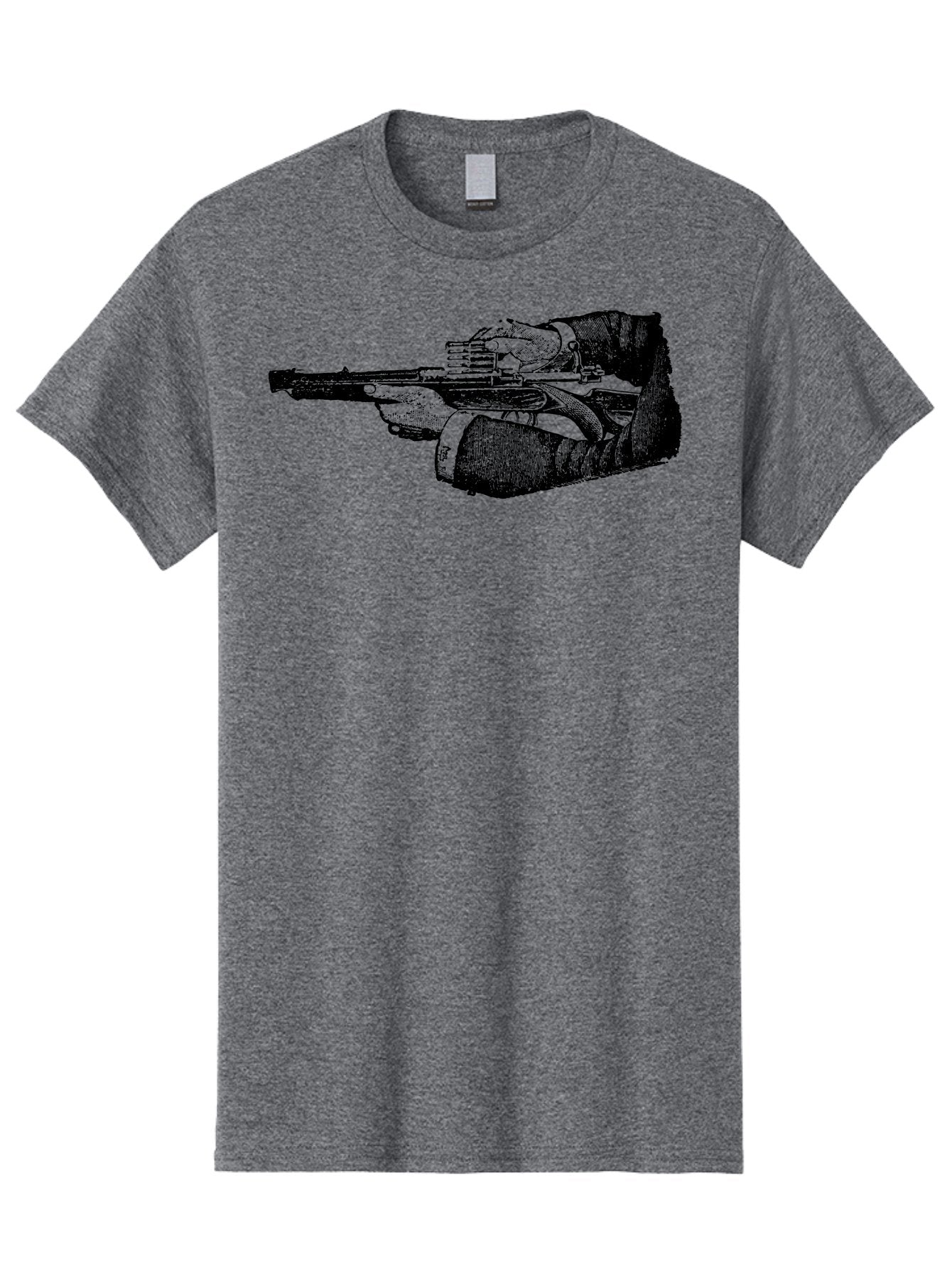 Hands-Holding-Gun Men'S Graphic Tee, 100% Cotton, Comfortable Casual Summer Wear, Machine Washable, Hand Holding Gun, Futuristic Firearm, Cyberpunk Aesthetic, Sci-Fi Weapon, Black And Green Illustration, Military Gear, Tactical Equipment Aad539 8