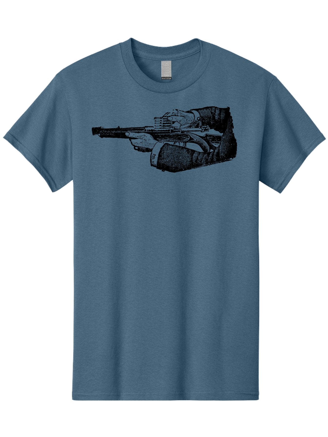 Hands-Holding-Gun Men'S Graphic Tee, 100% Cotton, Comfortable Casual Summer Wear, Machine Washable, Hand Holding Gun, Futuristic Firearm, Cyberpunk Aesthetic, Sci-Fi Weapon, Black And Green Illustration, Military Gear, Tactical Equipment Aad539 4
