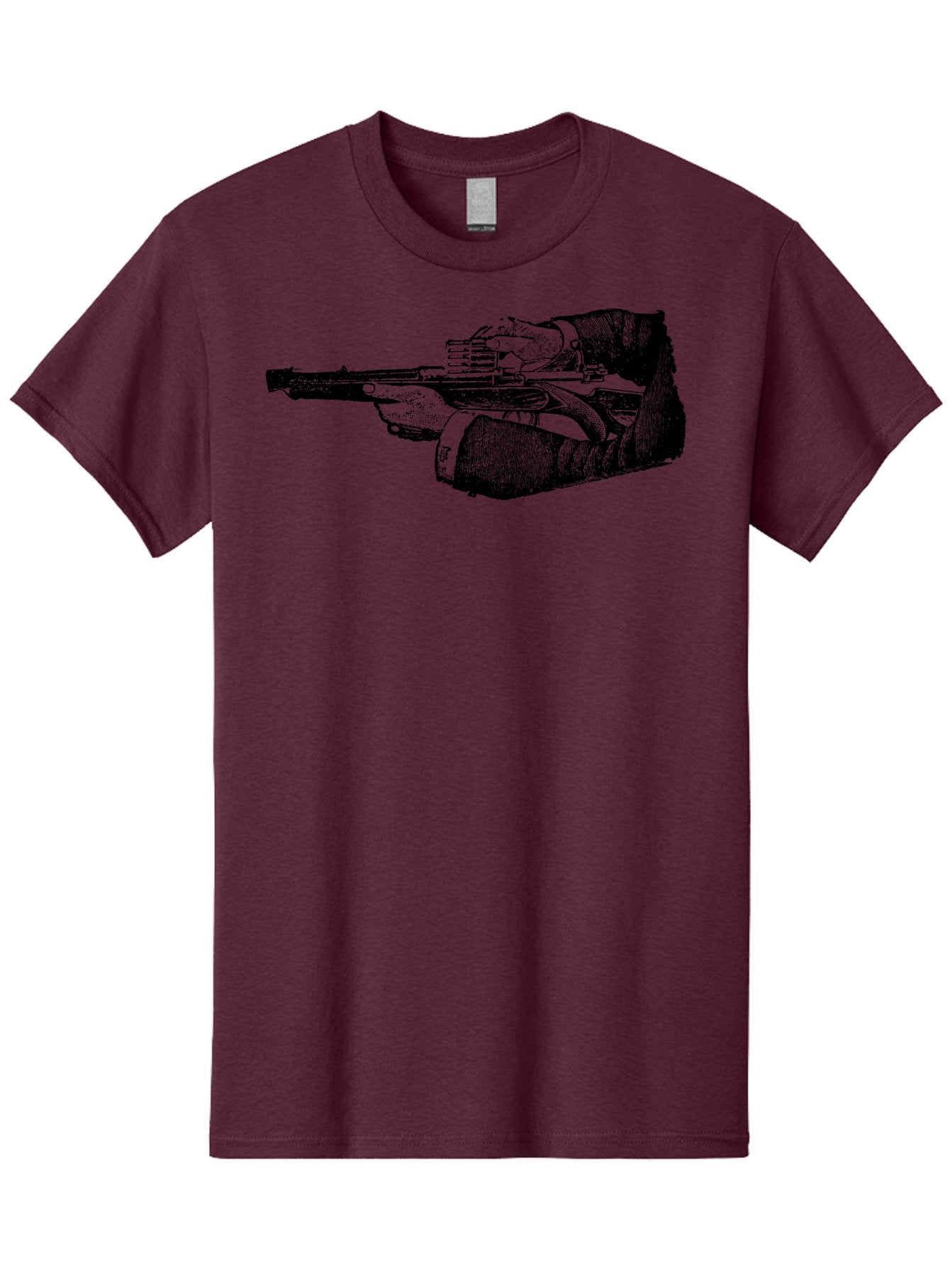 Hands-Holding-Gun Men'S Graphic Tee, 100% Cotton, Comfortable Casual Summer Wear, Machine Washable, Hand Holding Gun, Futuristic Firearm, Cyberpunk Aesthetic, Sci-Fi Weapon, Black And Green Illustration, Military Gear, Tactical Equipment Aad539 14