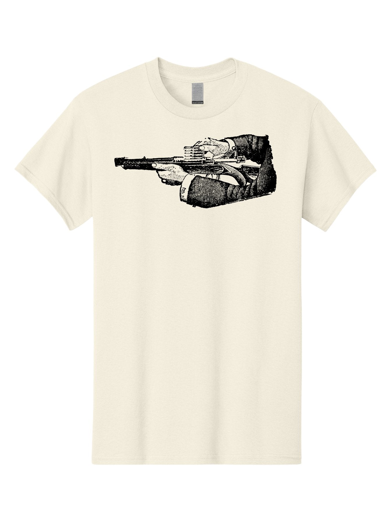 Hands-Holding-Gun Men'S Graphic Tee, 100% Cotton, Comfortable Casual Summer Wear, Machine Washable, Hand Holding Gun, Futuristic Firearm, Cyberpunk Aesthetic, Sci-Fi Weapon, Black And Green Illustration, Military Gear, Tactical Equipment Aad539 6