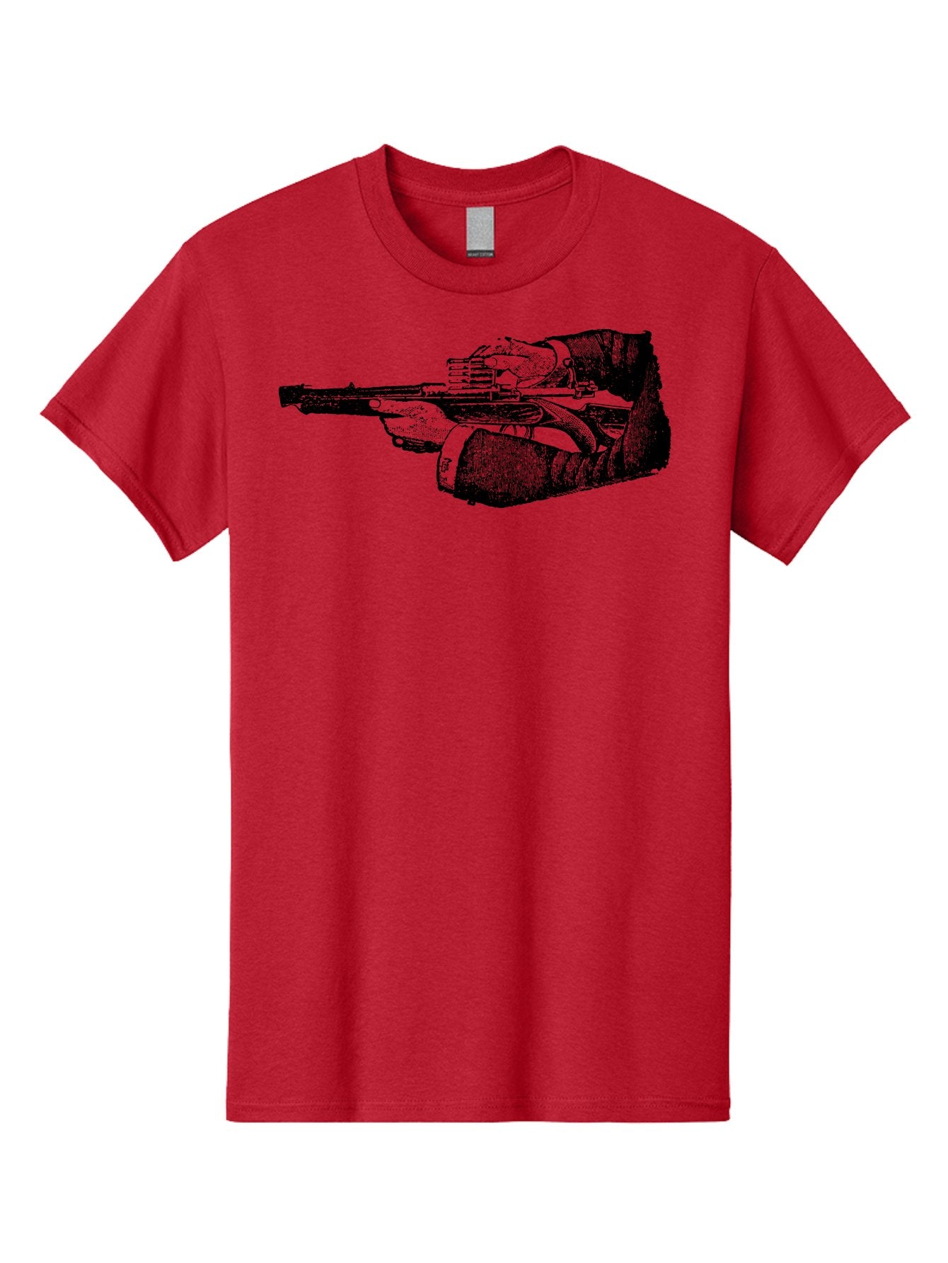 Hands-Holding-Gun Men'S Graphic Tee, 100% Cotton, Comfortable Casual Summer Wear, Machine Washable, Hand Holding Gun, Futuristic Firearm, Cyberpunk Aesthetic, Sci-Fi Weapon, Black And Green Illustration, Military Gear, Tactical Equipment Aad539 7