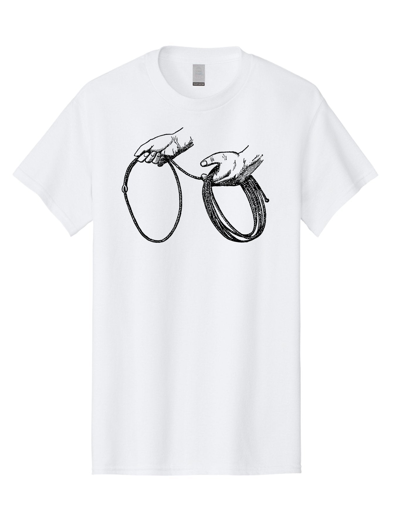 Hands-Holding-Rope Men'S Graphic Tee, 100% Cotton, Comfortable Casual Summer Wear, Machine Washable, Rope In Hands, Entwined Hands, Hand Gesture, Rope Manipulation, Illustration Art, Monochrome Design, Hand-Drawn Image Aad540