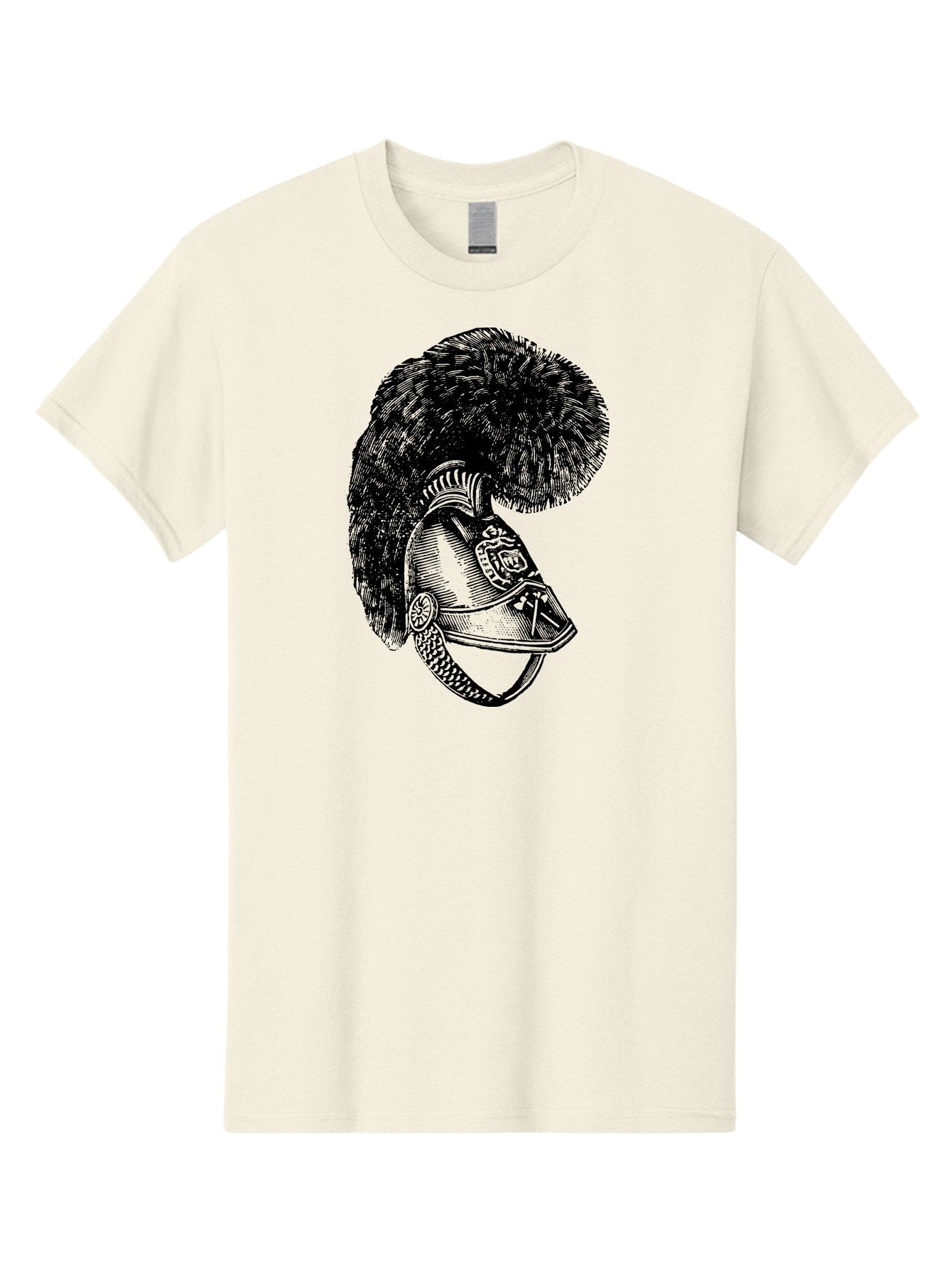 Helmet-With-Plume Men'S Graphic Tee, 100% Cotton, Comfortable Casual Summer Wear, Machine Washable, Medieval Knight Helmet, Metal Armor, Feathered Crest, Vintage Design, Warrior'S Gear, Historical Illustration, Ornate Details, Aad541 14