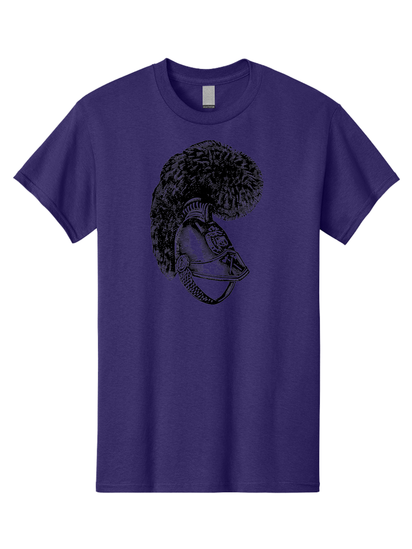 Helmet-With-Plume Men'S Graphic Tee, 100% Cotton, Comfortable Casual Summer Wear, Machine Washable, Medieval Knight Helmet, Metal Armor, Feathered Crest, Vintage Design, Warrior'S Gear, Historical Illustration, Ornate Details, Aad541 23