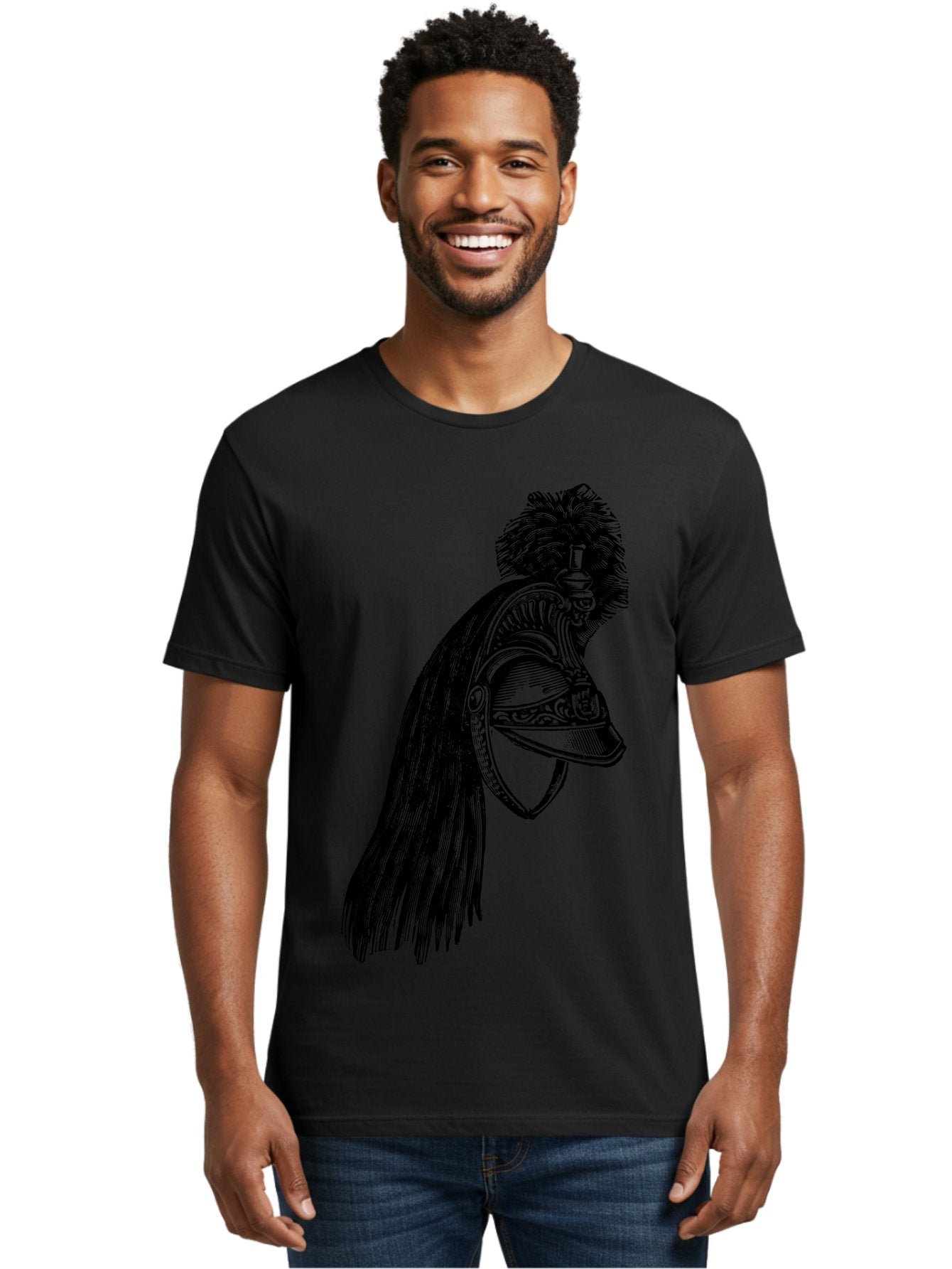 Helmet Men'S Graphic Tee, 100% Cotton, Comfortable Casual Summer Wear, Machine Washable, Vintage Helmet, Feathered Plume, Military Headgear, Historical Armor, Ornate Design, Classical Illustration, Detailed Artwork, Historical Reenactment, Aad542 20