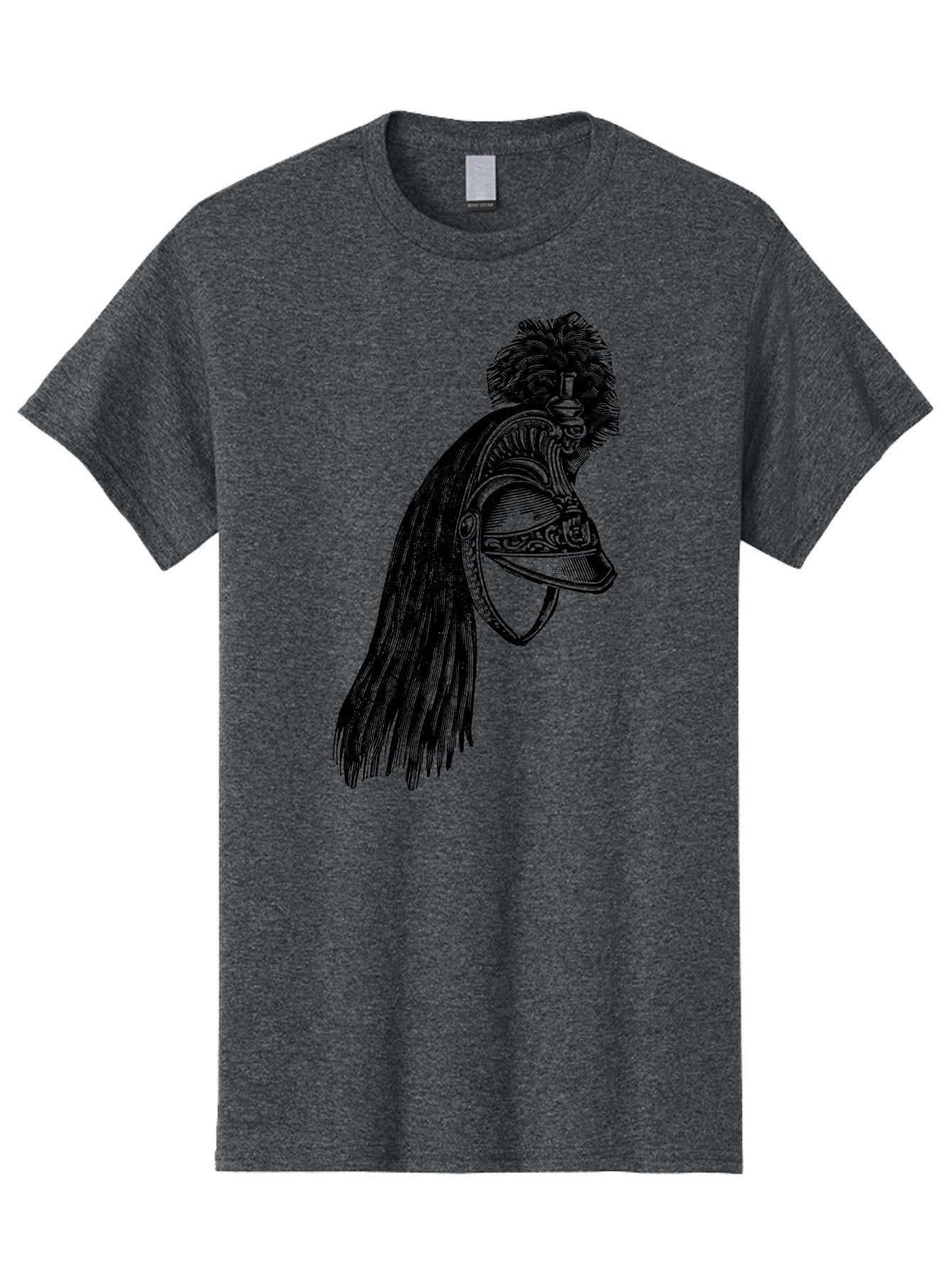 Helmet Men'S Graphic Tee, 100% Cotton, Comfortable Casual Summer Wear, Machine Washable, Vintage Helmet, Feathered Plume, Military Headgear, Historical Armor, Ornate Design, Classical Illustration, Detailed Artwork, Historical Reenactment, Aad542